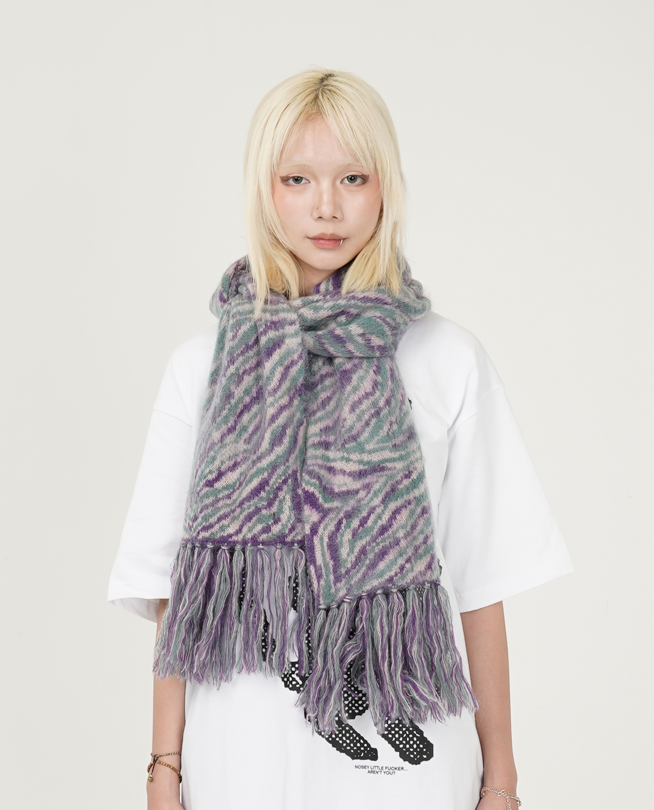 F-LAGSTUF-F ZEBRA MOHAIR MUFFLER - 25FW