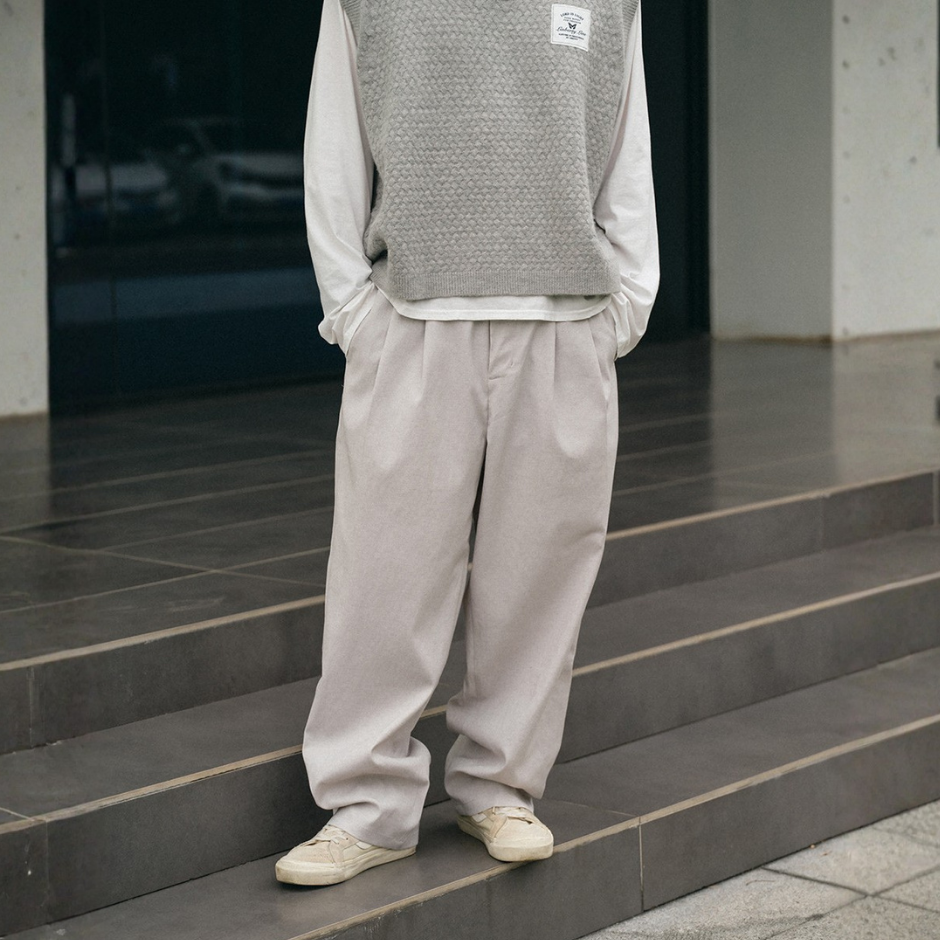 舒適亞麻高質感寬鬆休閒褲