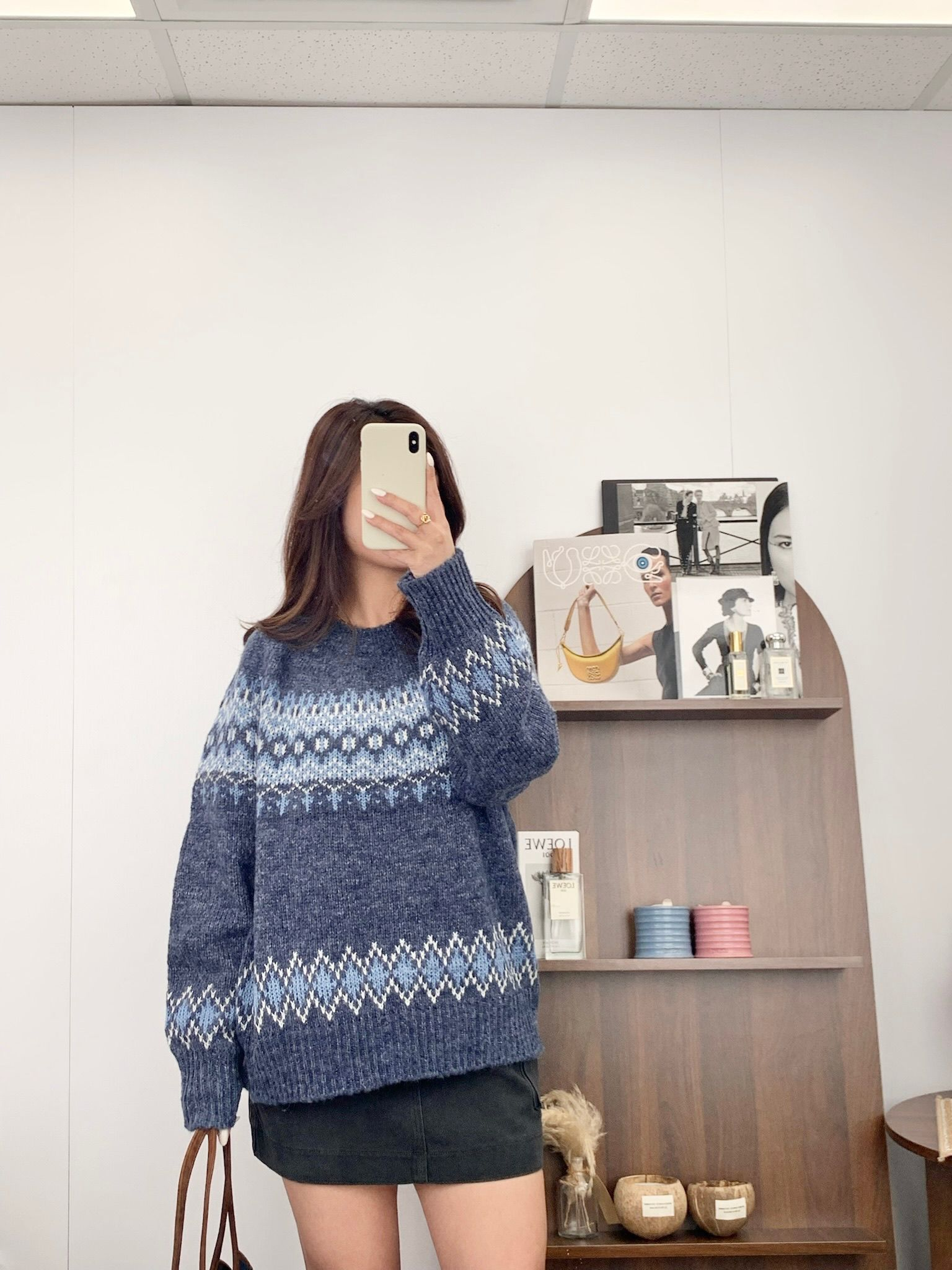 圓領雪花針織上衣(灰色)