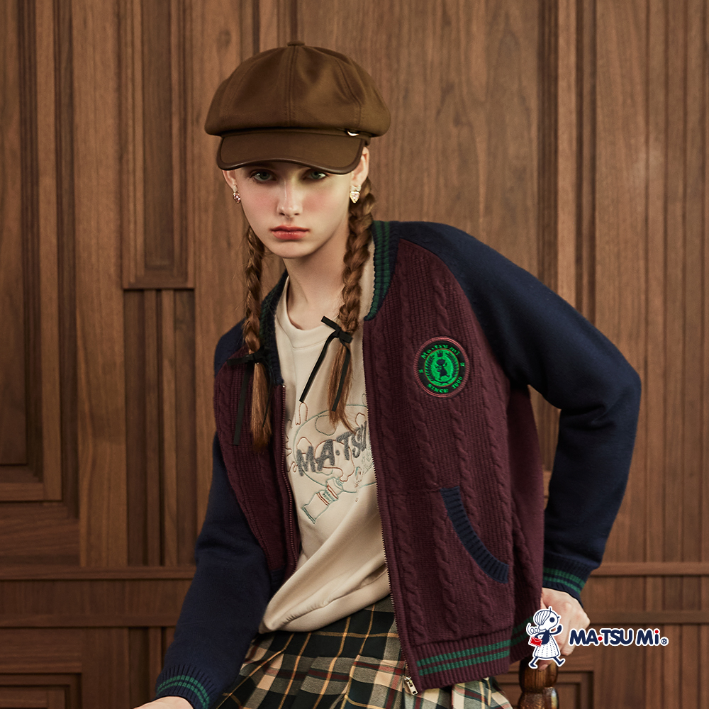 MA‧TSU Mi 寬鬆感落肩畫家調色盤圖騰設計上衣(卡.深藍)