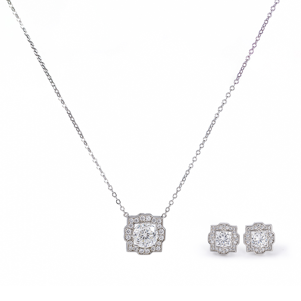 AMARA璀璨皇庭項鍊耳環組(耳針款)