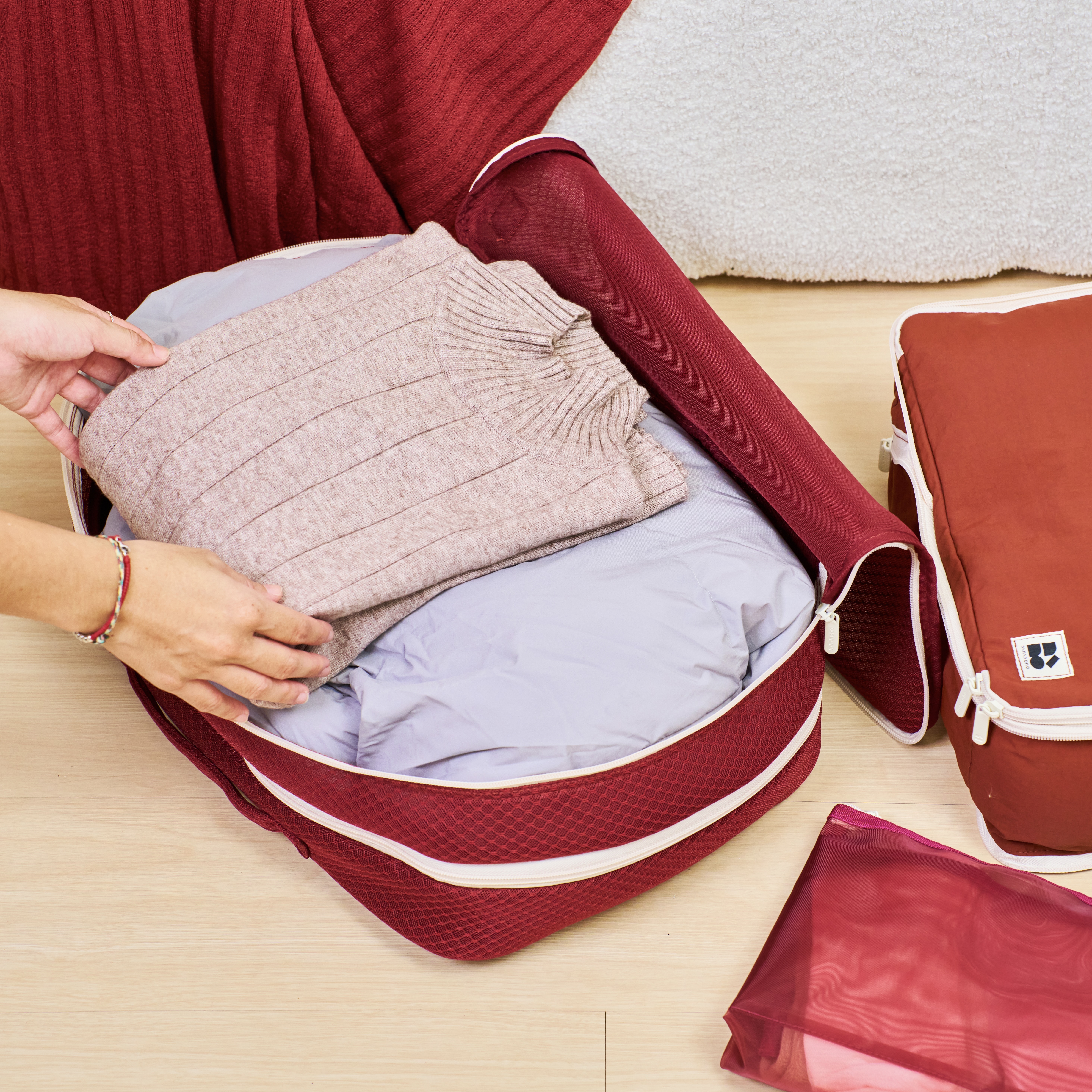 旅行膠囊壓縮收納組(焦磚紅)