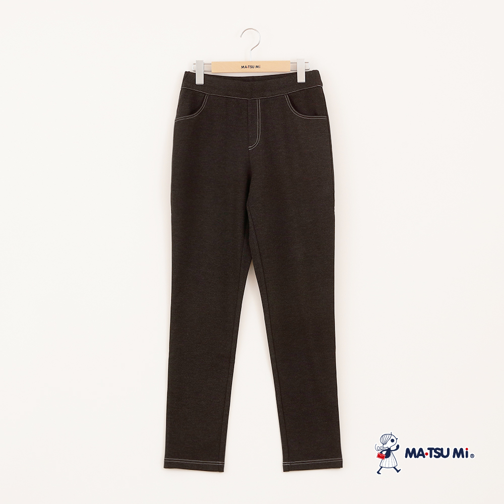 MA‧TSU Mi 撞色線百搭彈性修身長褲(深灰.黑)