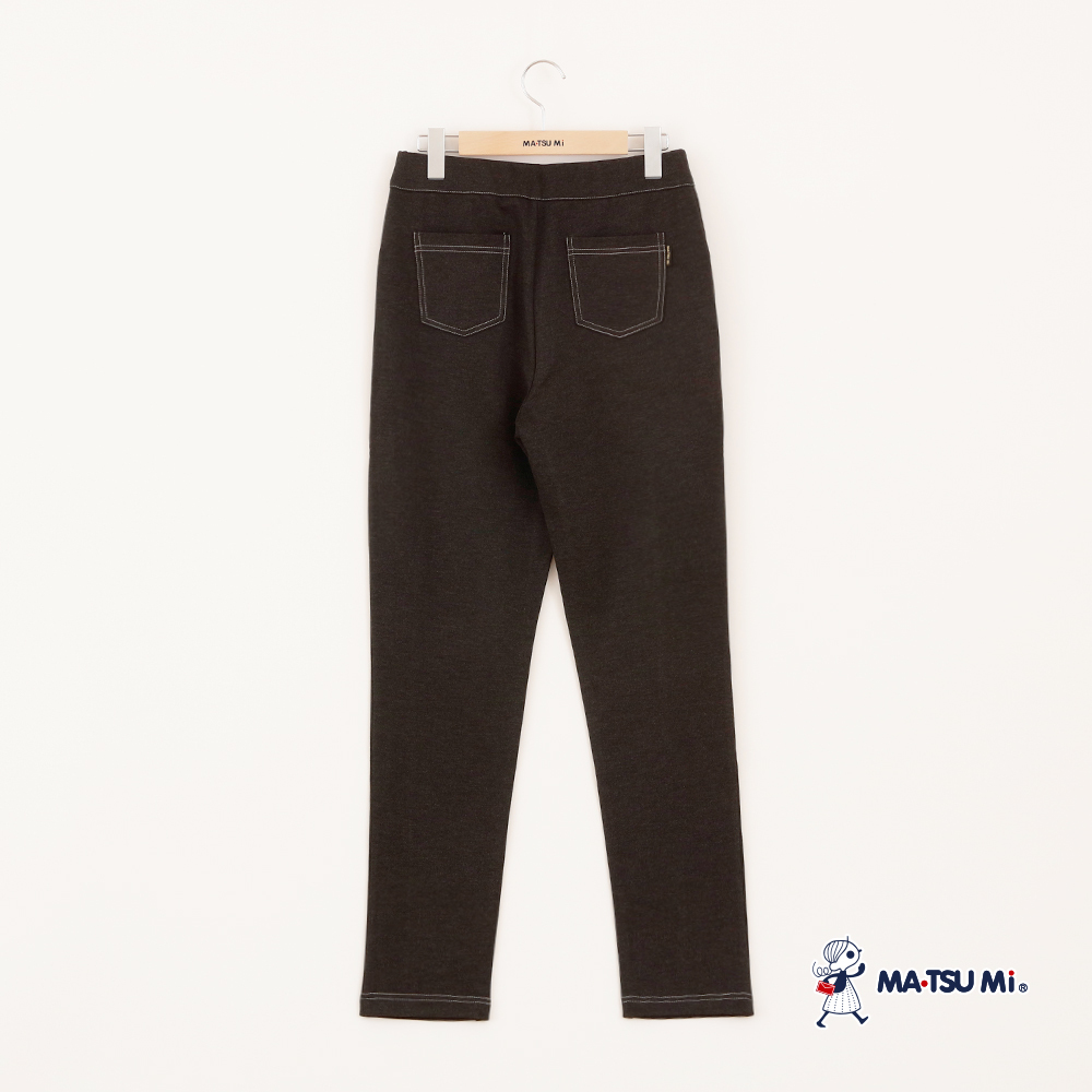 MA‧TSU Mi 撞色線百搭彈性修身長褲(深灰.黑)
