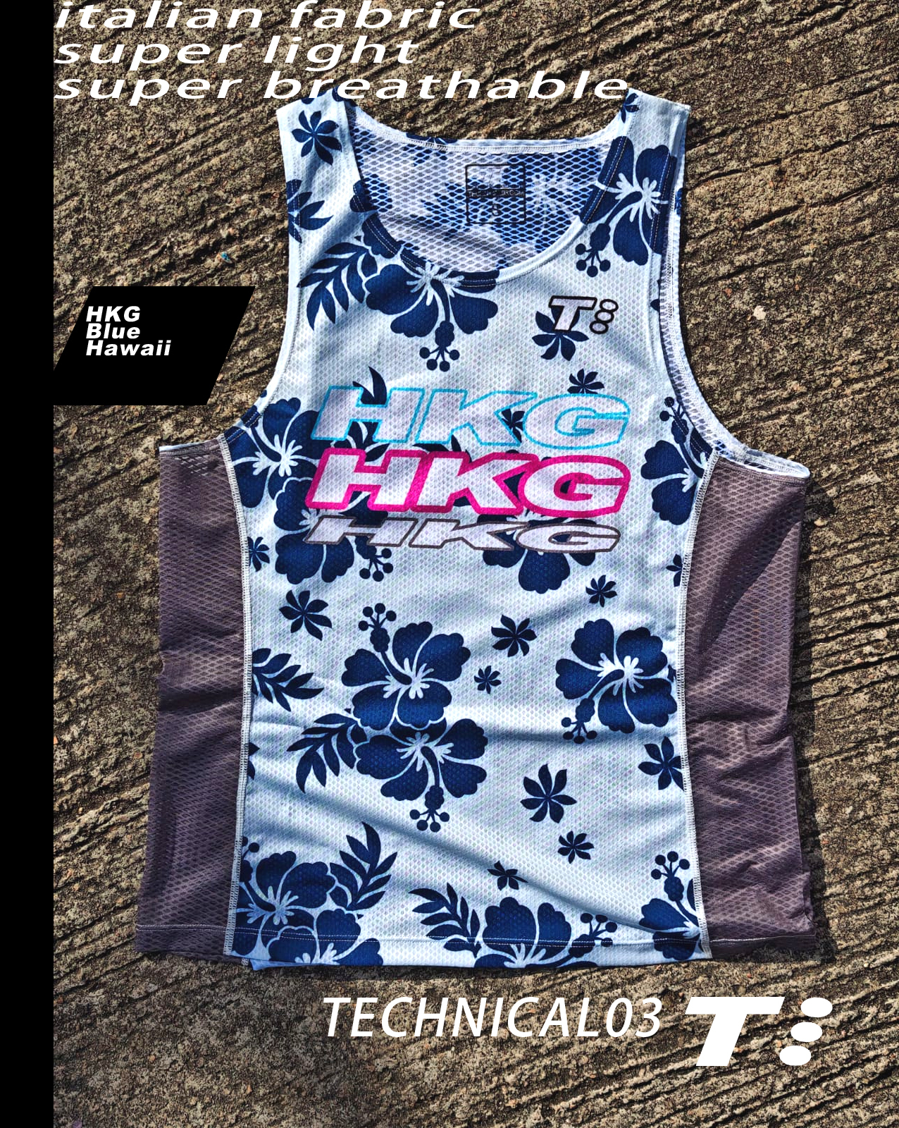 T3 Run Singlet HKG Blue Hawaii