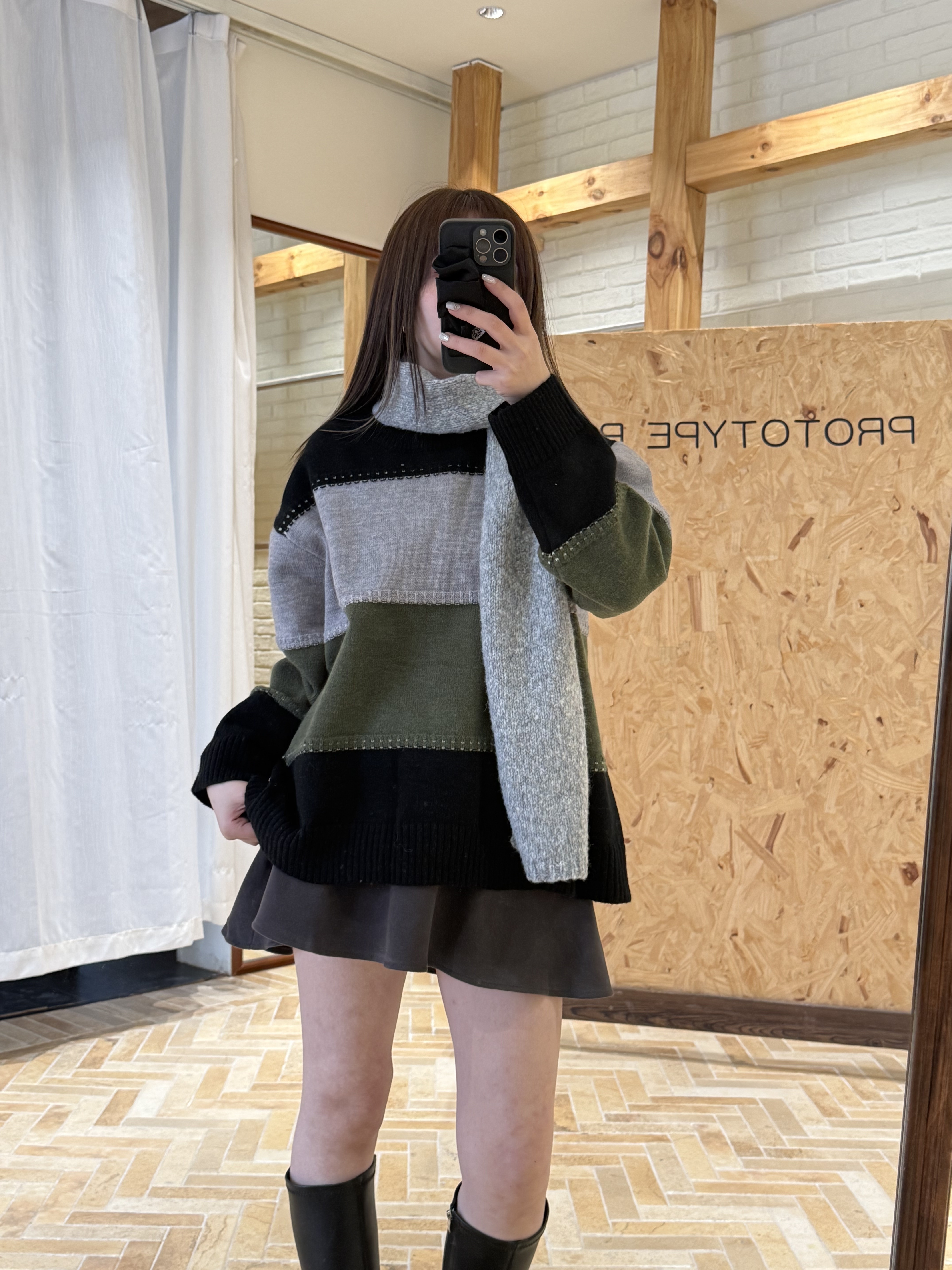 復古寬條紋毛衣