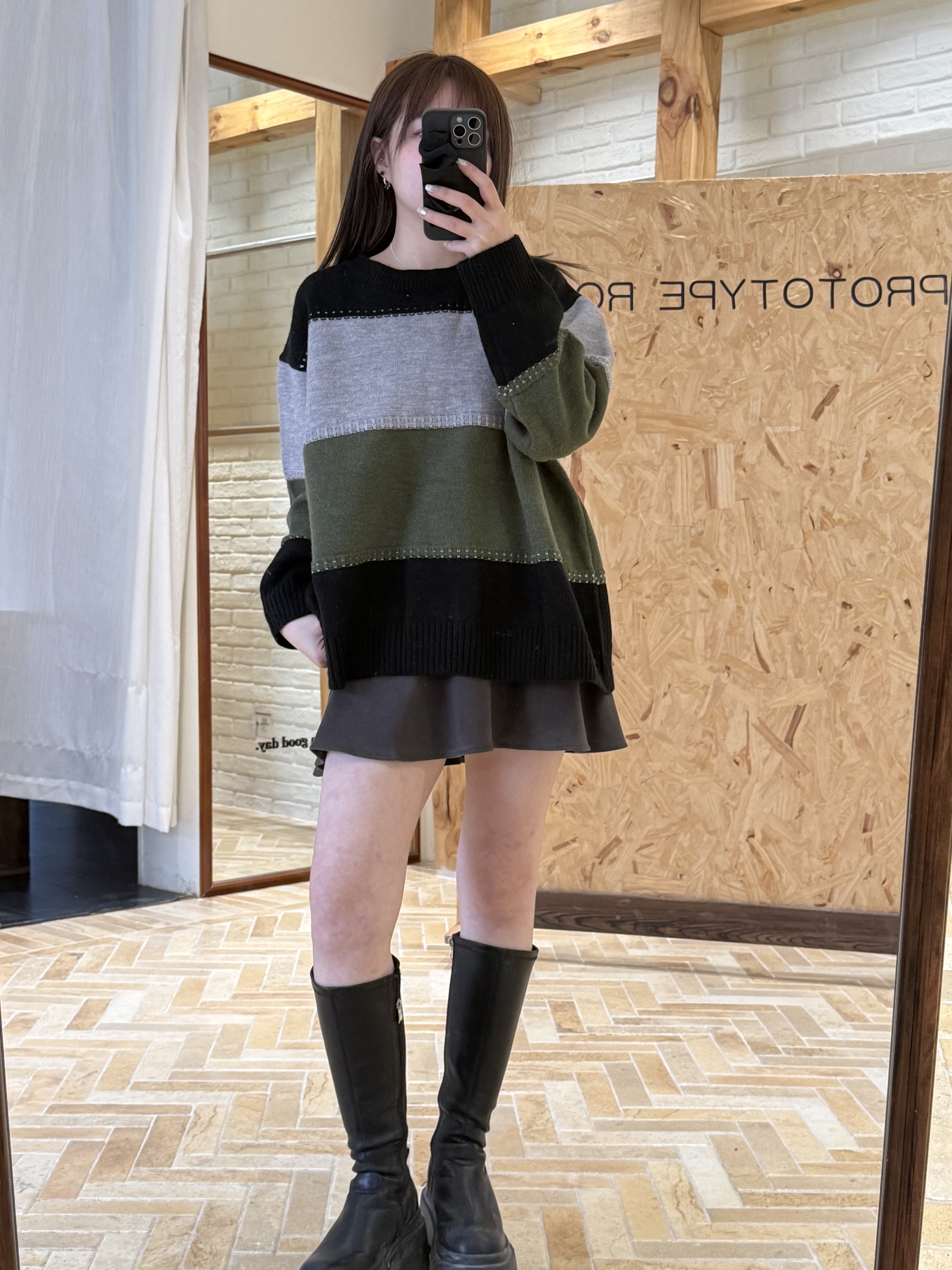 復古寬條紋毛衣