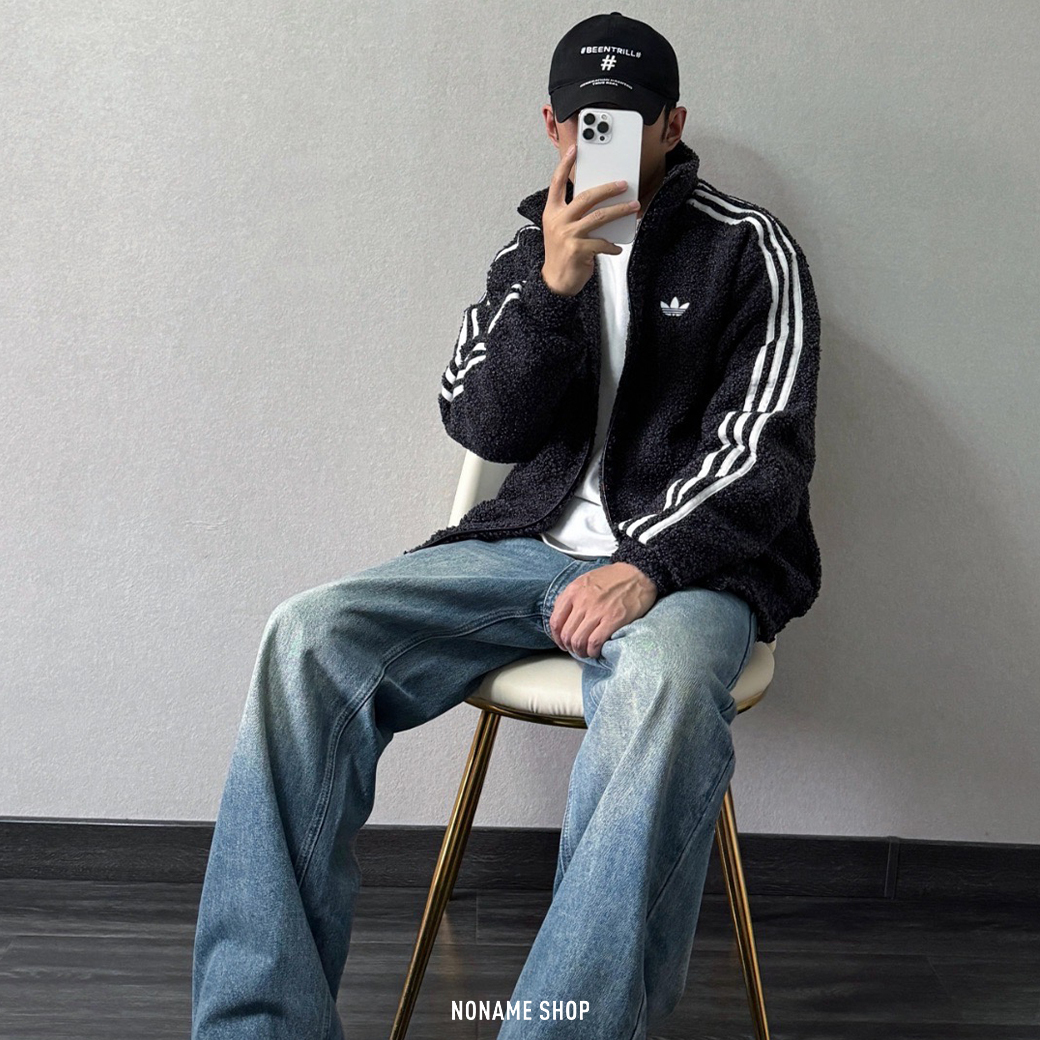 ADIDAS ORIGINALS 立領 羊羔毛 保暖 三線 外套 李龍馥同款 兩色 (男款)