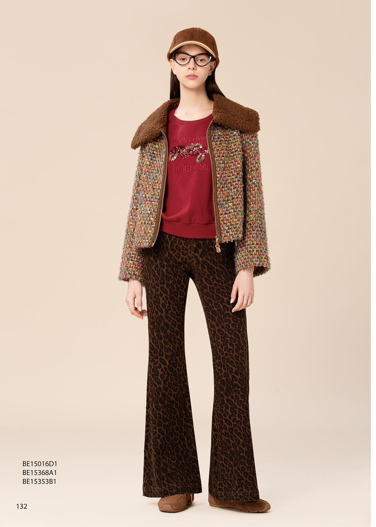 BE15016D1 暖暮泰迪彩色編織羊羔絨領短外套