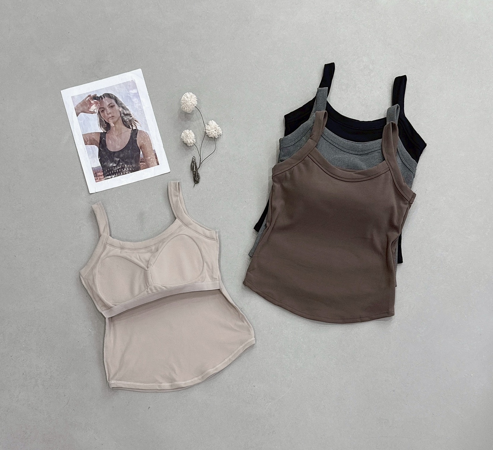 寬肩磨毛固定罩杯背心 202