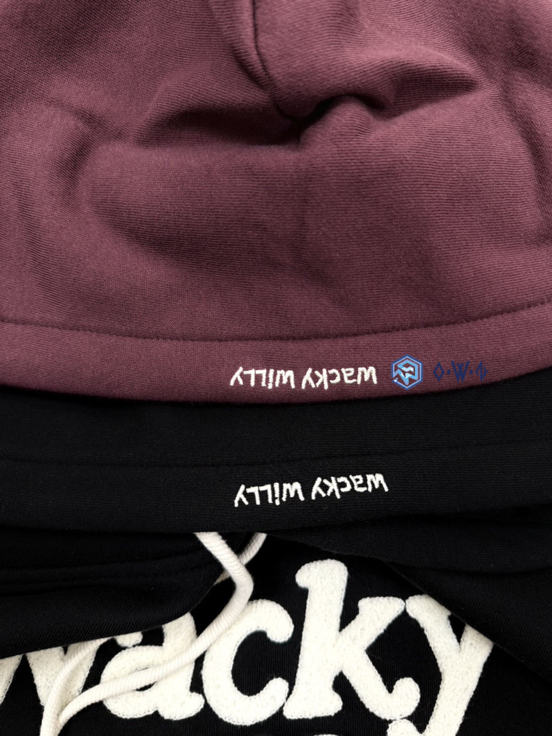 【OWN】Wacky Willy 連帽上衣 刷毛 立體LOGO 厚磅 經典款 小黃人 不分男女 黑色 酒紅