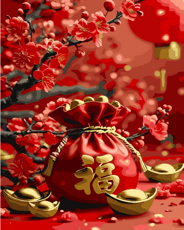 福滿溢 ｜ 福氣臨門・金玉滿堂 - ArtLife開運數字油畫【DT023】