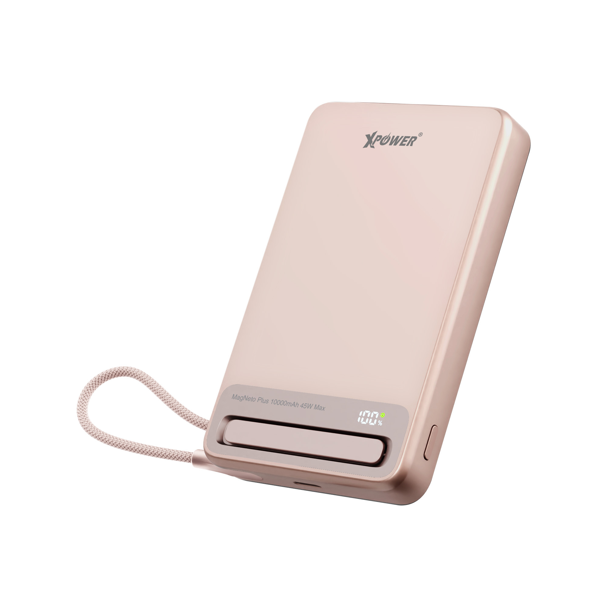(3C可追溯二維碼)XPower MagNetoPlus Q10 Pro鋁合金10000mAh 45W PD3.0支架內置線及數顯QI2磁吸移動電源