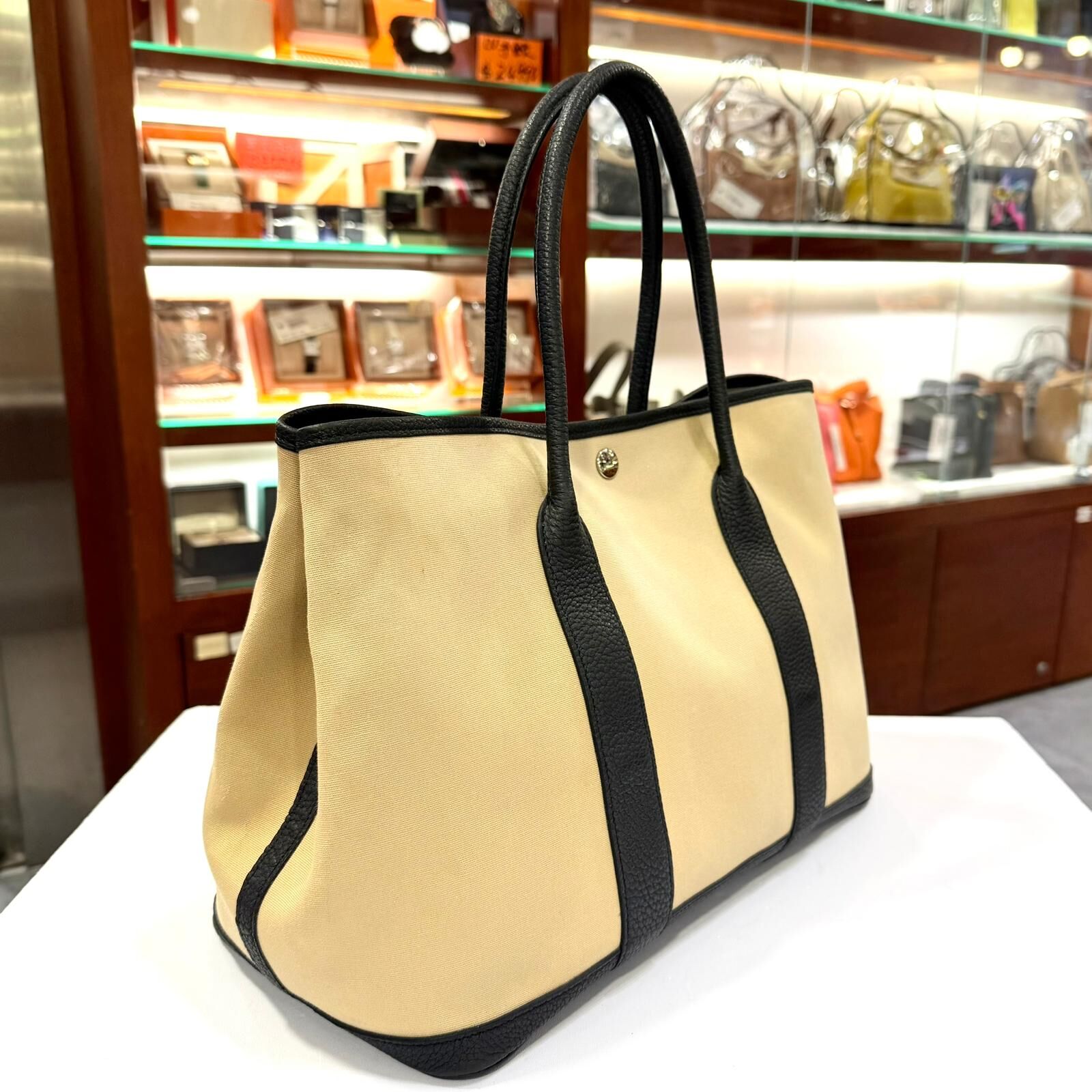 85%NEW二手GARDEN PARTY 36 風衣灰帆布X刻 S2/TRENCH #GP36 #花園包 #香榭站正品