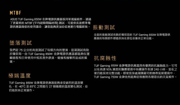 華碩 ASUS TUF GAMING 850W ATX3.1 金牌 電源供應器