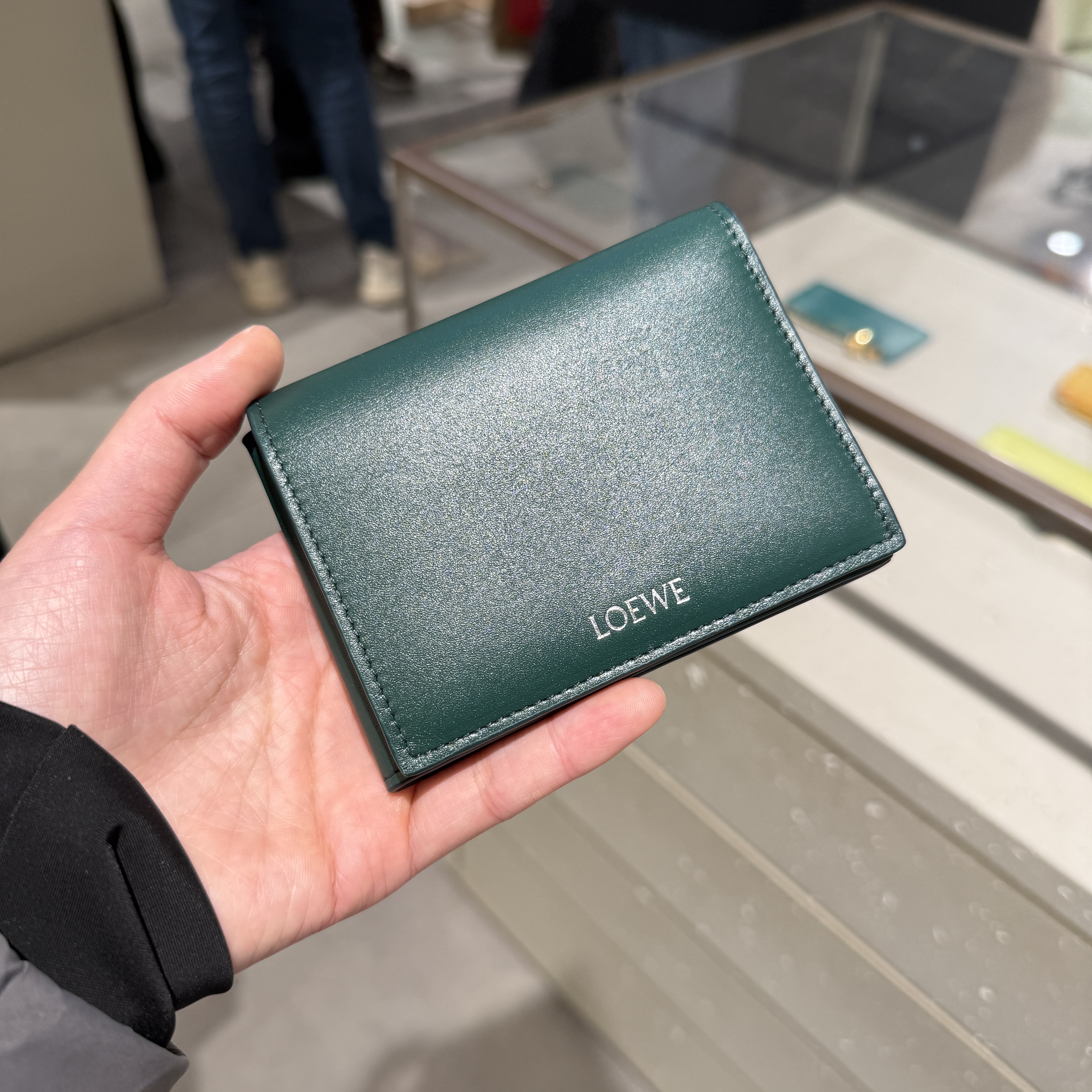 Loewe Folded Flap contrast Wallet Evergreen Deep Navy