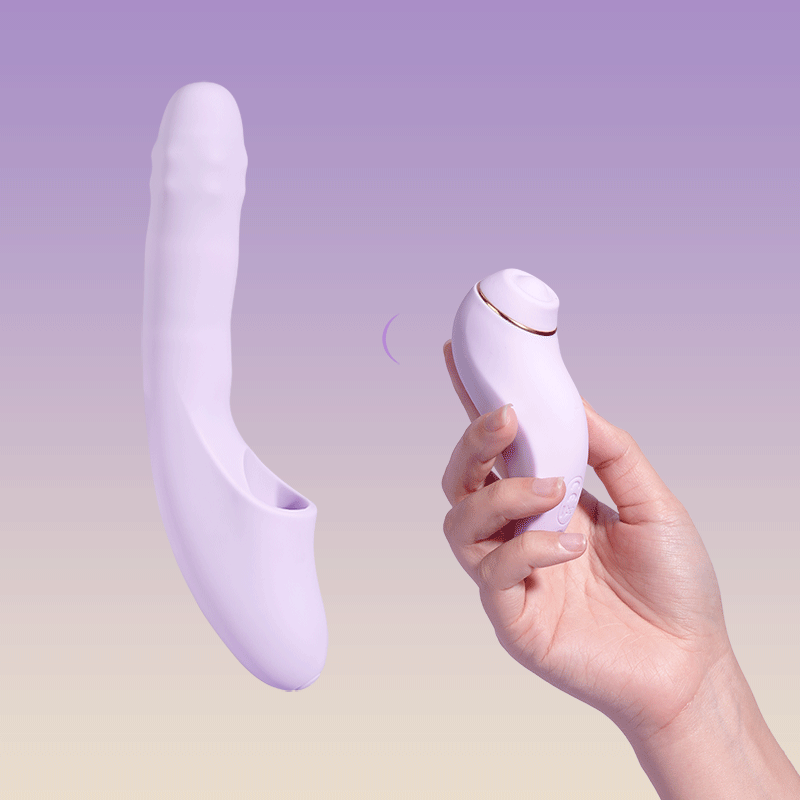 SVAKOM DuoGlow 抽插連旋轉滾珠按摩棒 配可分拆式陰蒂拍打按摩器 - 丁香紫色