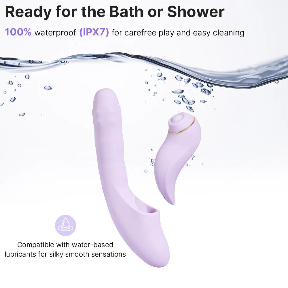 SVAKOM DuoGlow 抽插連旋轉滾珠按摩棒 配可分拆式陰蒂拍打按摩器 - 丁香紫色