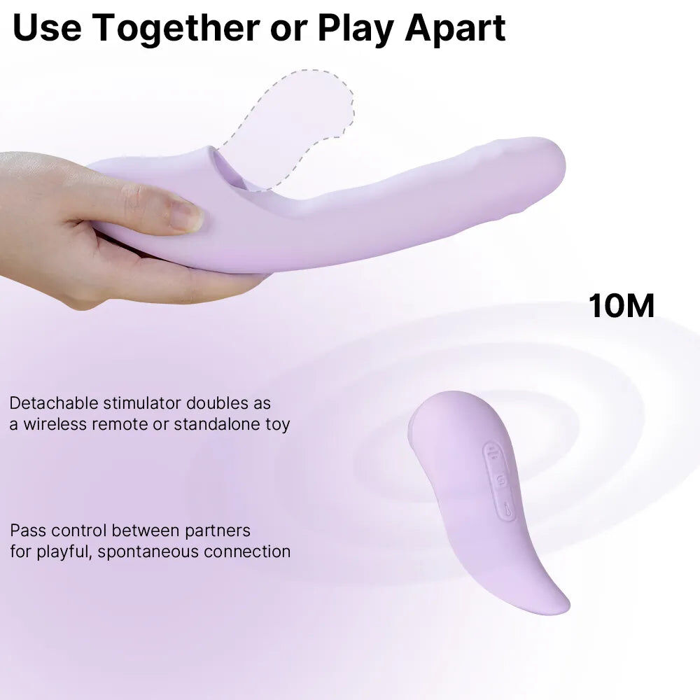 SVAKOM DuoGlow 抽插連旋轉滾珠按摩棒 配可分拆式陰蒂拍打按摩器 - 丁香紫色