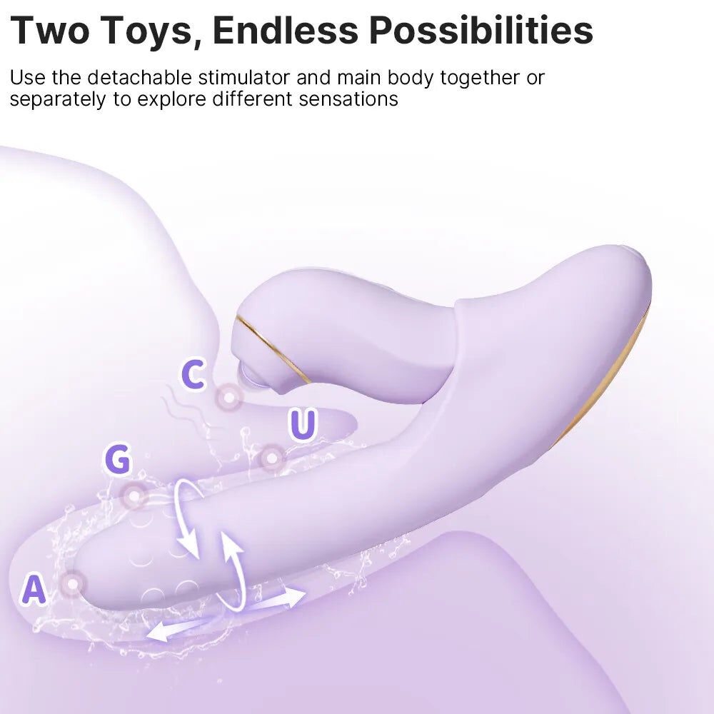 SVAKOM DuoGlow 抽插連旋轉滾珠按摩棒 配可分拆式陰蒂拍打按摩器 - 丁香紫色