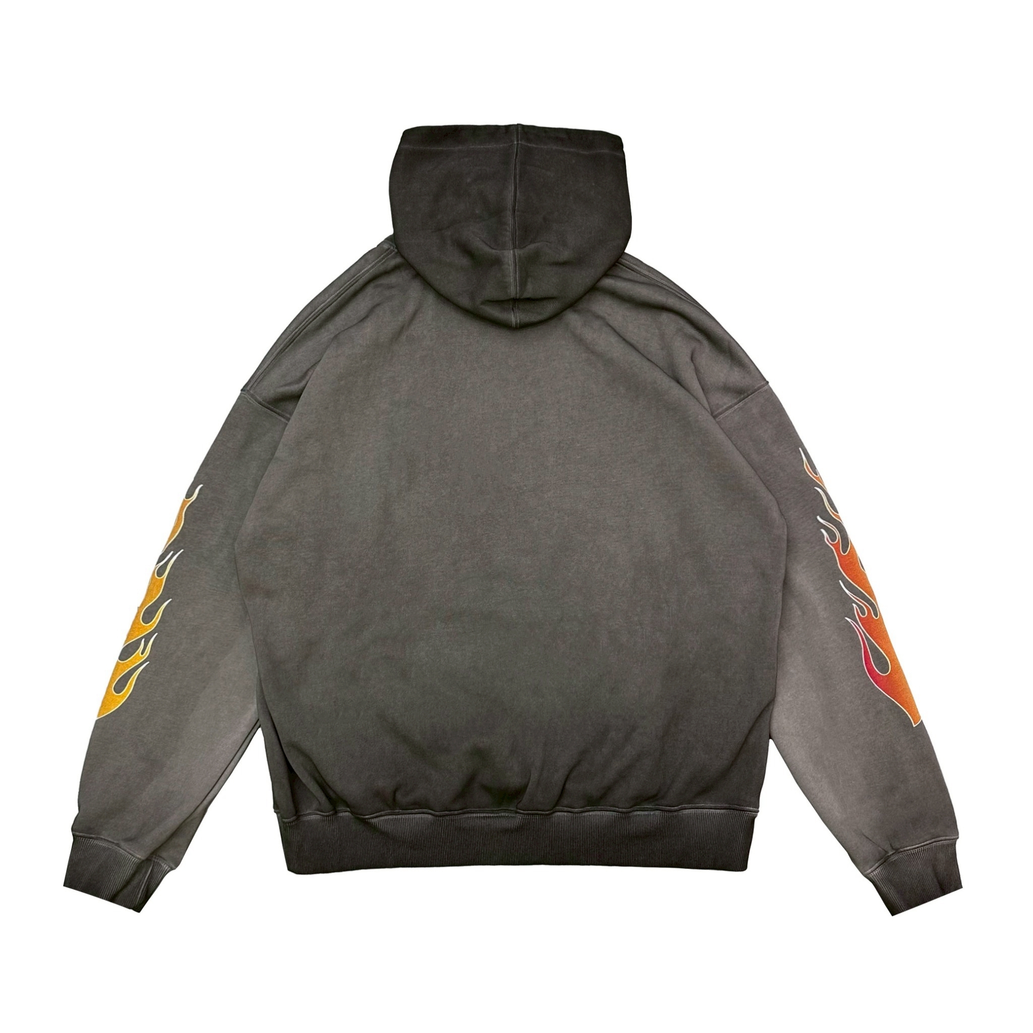 XCTRL 火焰寬版帽T-水洗灰