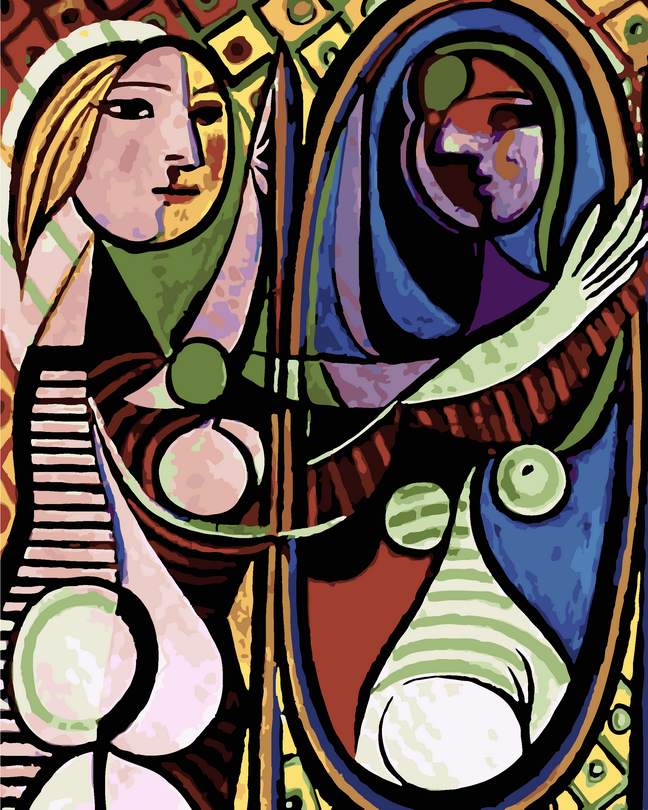 【DT252】畢卡索_鏡前的女孩