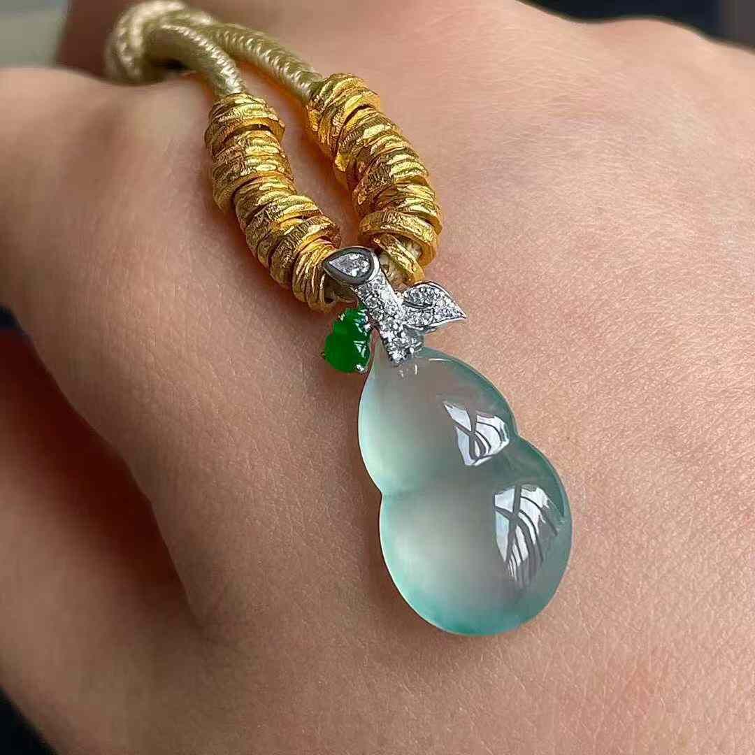 翡翠玻璃種葫蘆吊墜,天然翡翠A玉, 緬甸玉, Jade, Jadeite