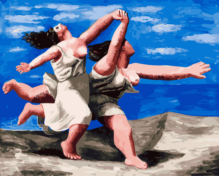 【DT253】畢卡索_在海灘上奔跑的女子