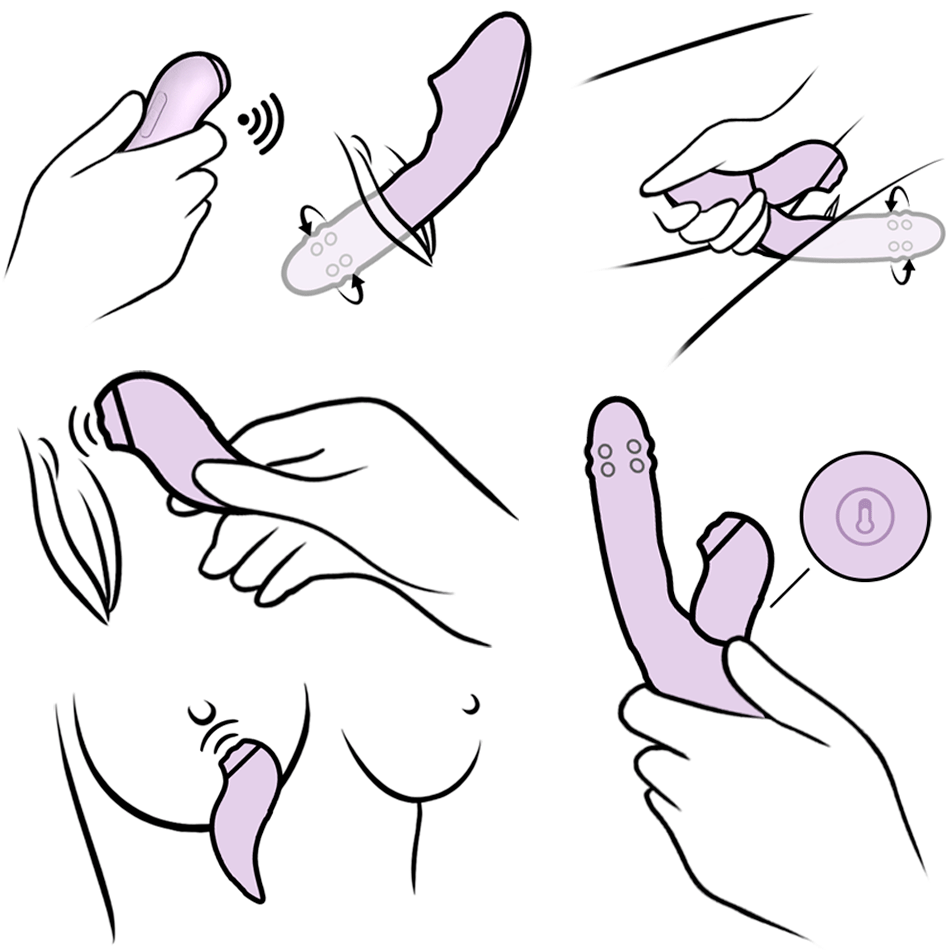 SVAKOM DuoGlow 抽插連旋轉滾珠按摩棒 配可分拆式陰蒂拍打按摩器