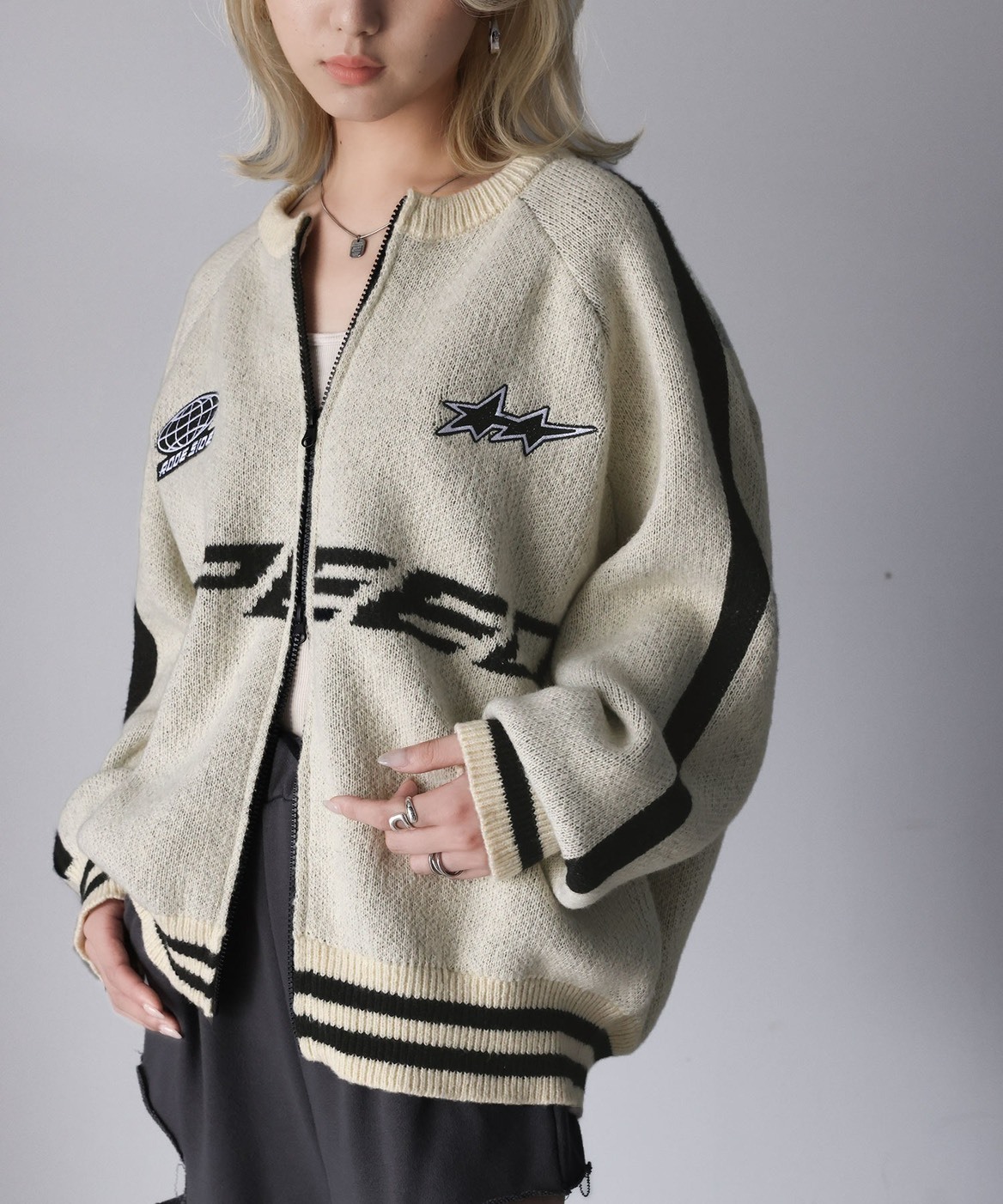 #現貨 日本限定 Java 賽車風 雙拉鍊針織外套 兩色