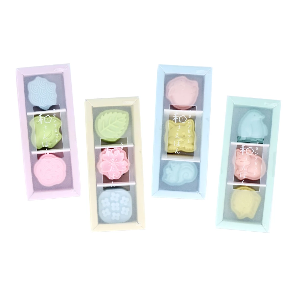 企鵝/貓/刺蝟 日系和果子印章 造型印章 3入組｜SUN STAR 日本