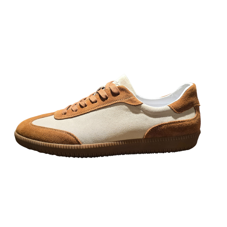 Revic 焦糖棕麂皮拼色休閒波鞋 | 米白大地色復古真皮運動鞋 | 暖調文青中性鞋款