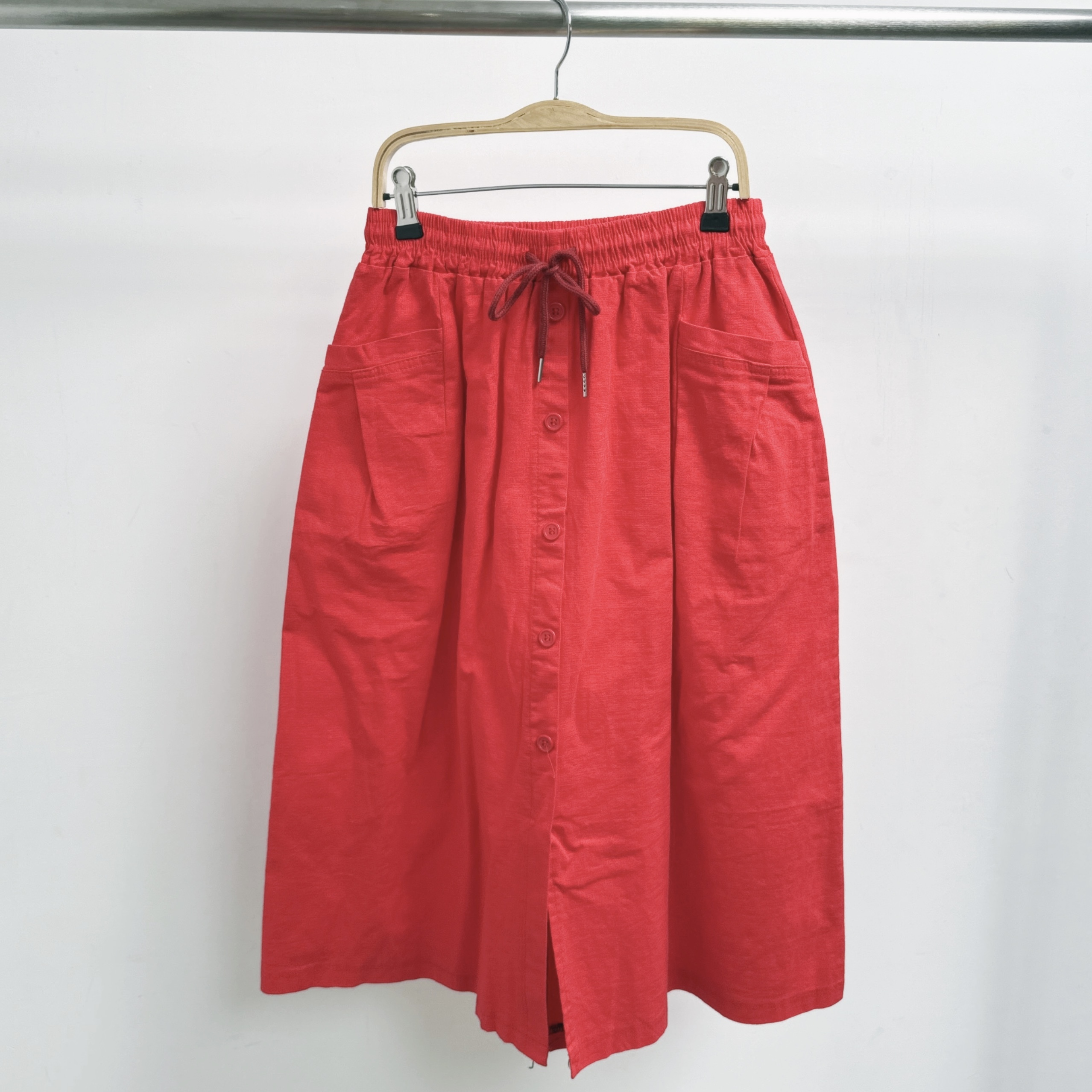 假開鈕排鈕前小開叉斜布裙 (K1-K10)