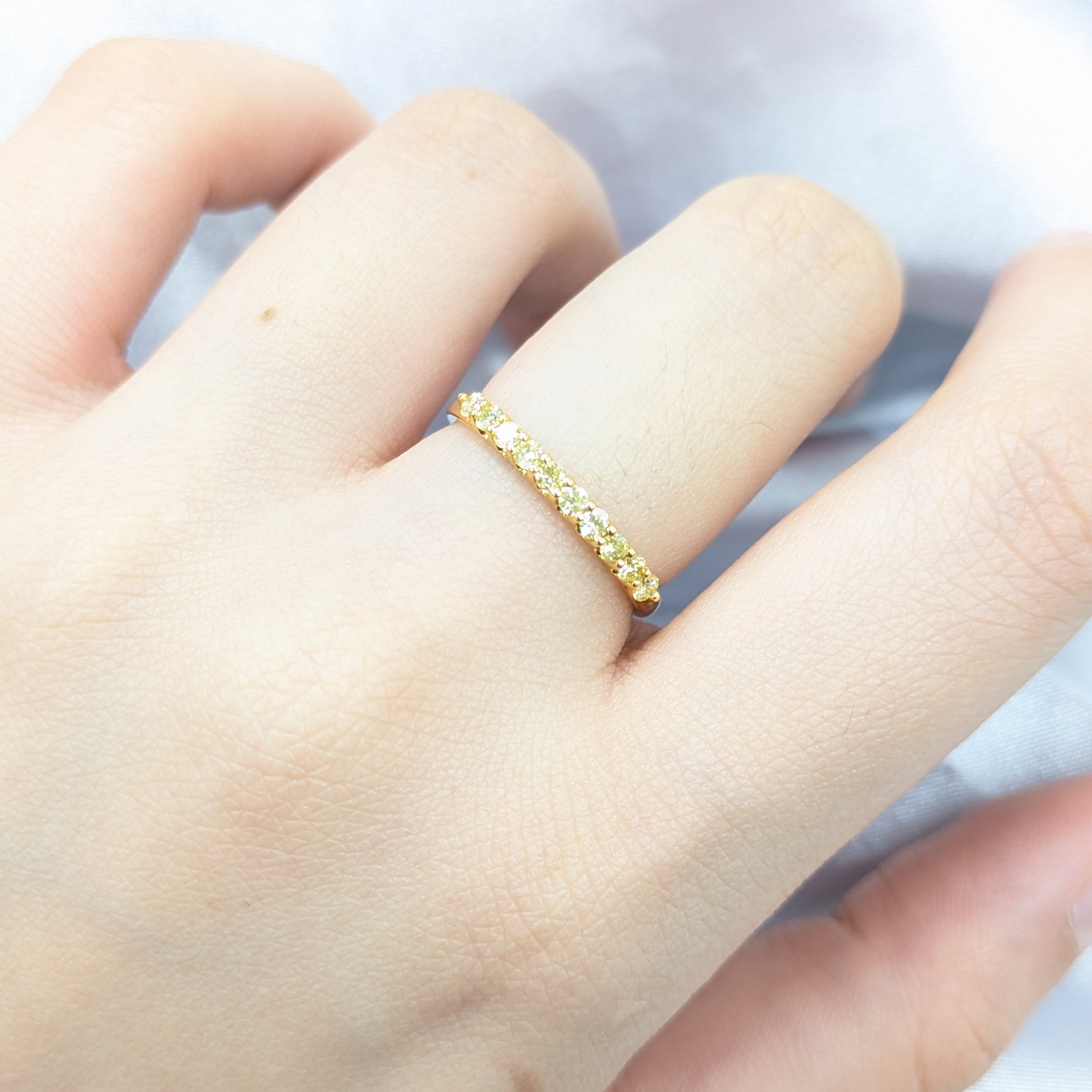 全新18K金26份彩黃鑽石戒指