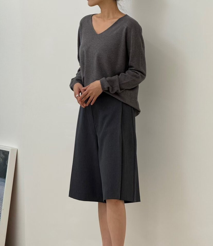 大地色系V領羊毛針織上衣毛衣 / 5色