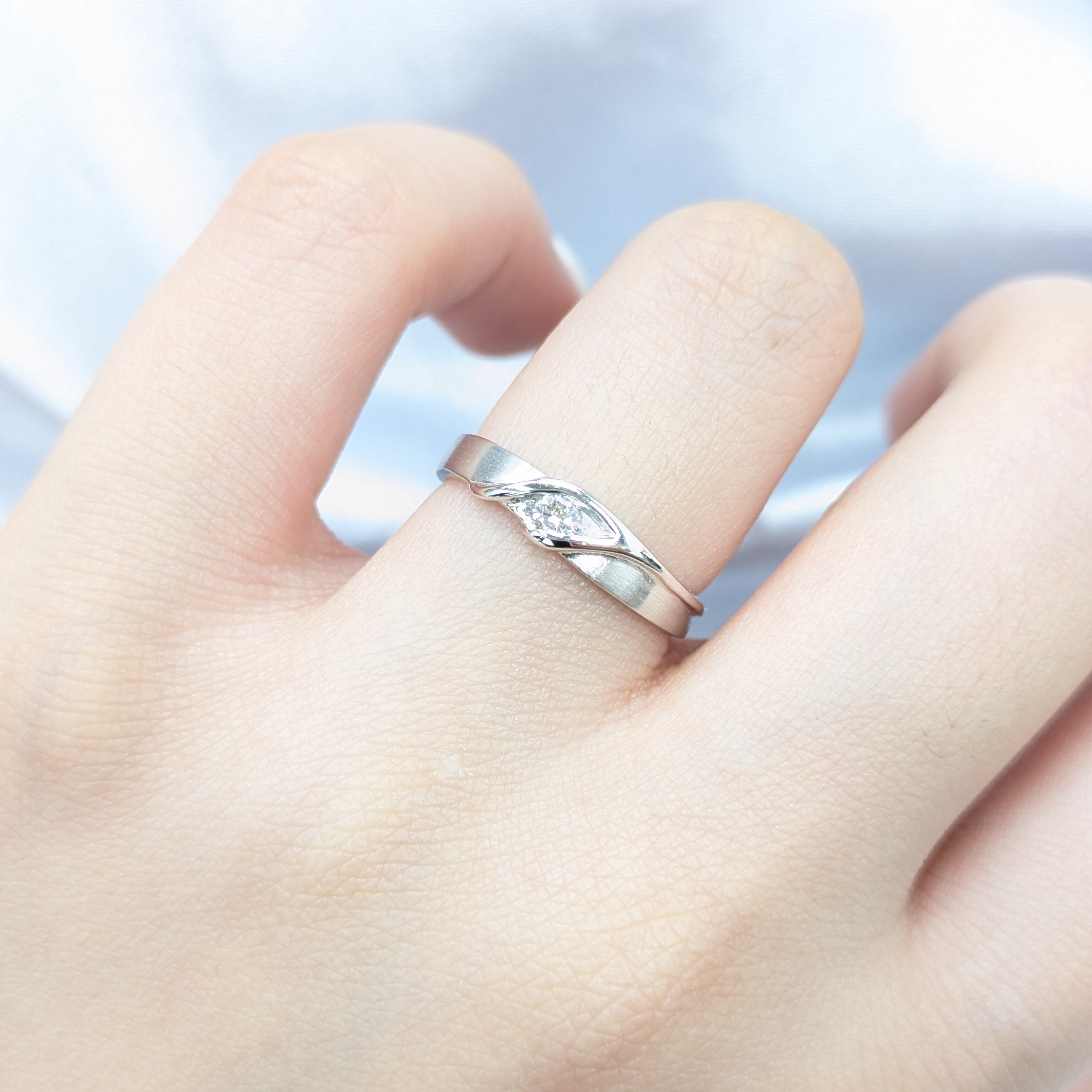 全新18K白金【單粒8份鑽石】戒指