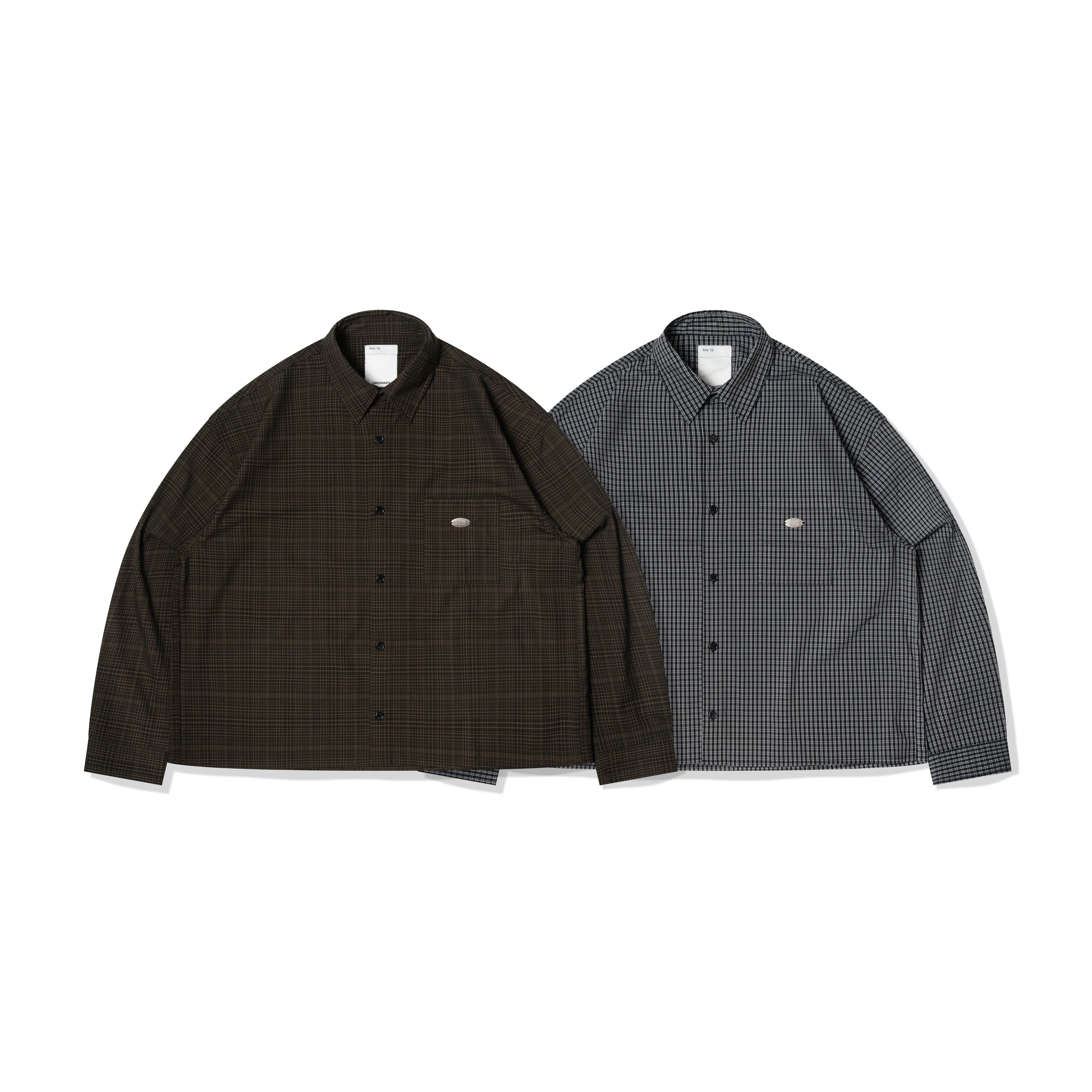 ORDINARY 3-Way可拆方巾格紋短版襯衫