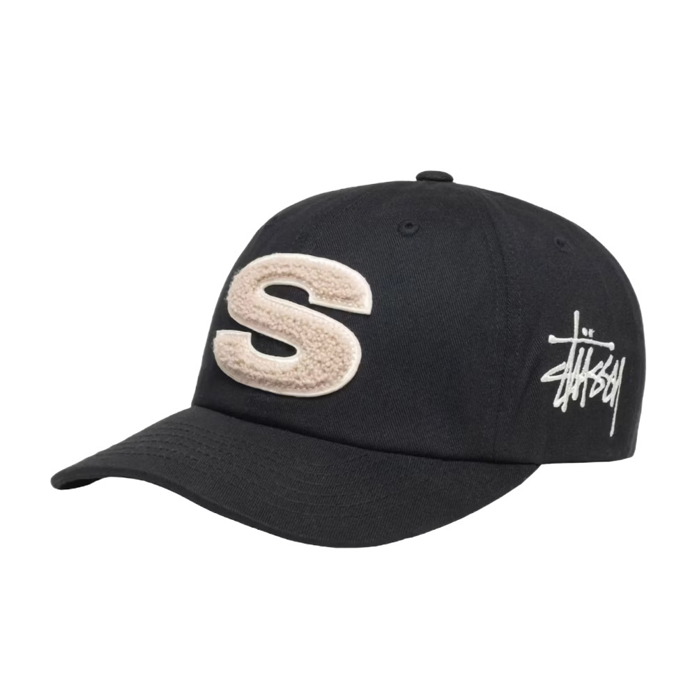Travis Scott同款 Stussy Low Pro Chenille S Snapback 黑 平沿帽 棒球帽 1311061-BK