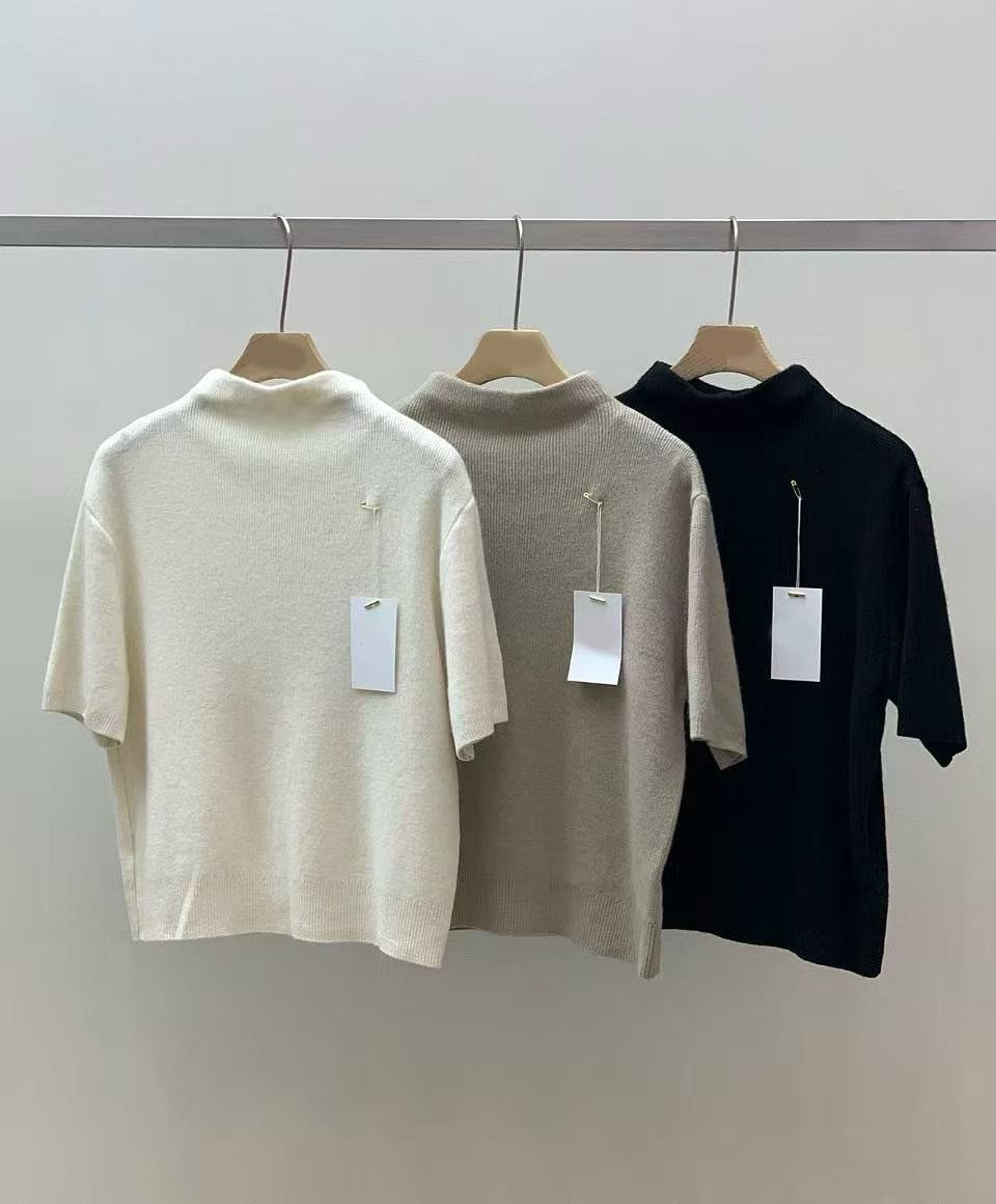 慵懶感高領短袖上衣+同色系長褲SET / 3色