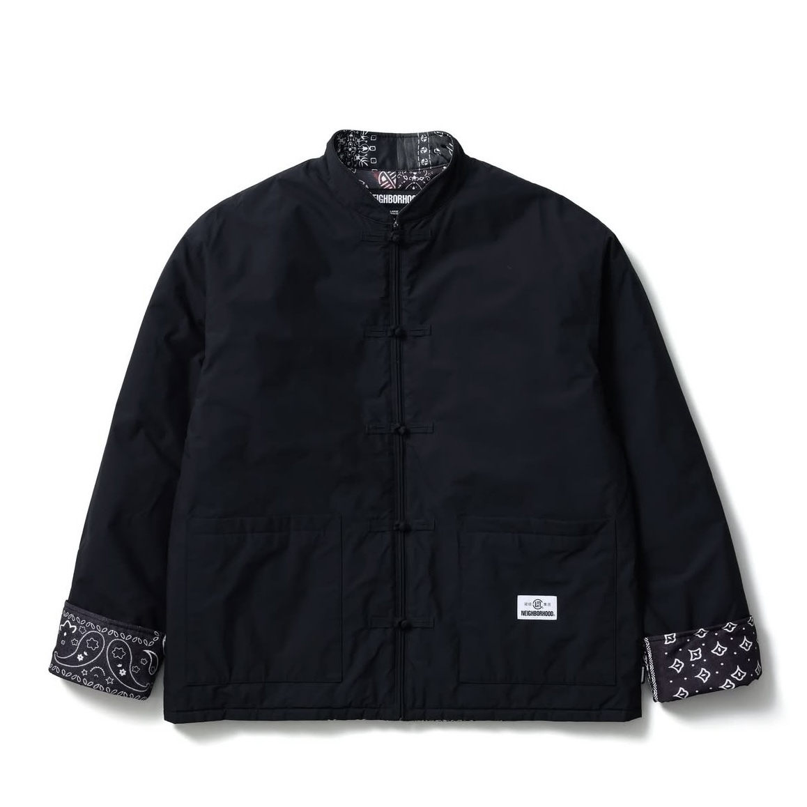 CLOT X NEIGHBORHOOD REVERSIBLE KF JACKET 變形蟲 唐裝外套 功夫外套 黑色-252AQ20N-JKM01S