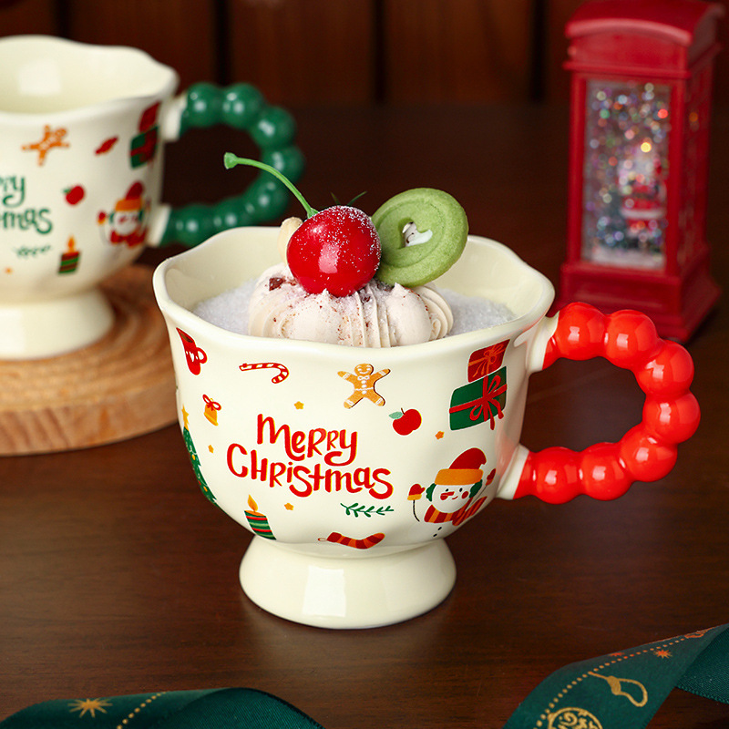 Santa Cartoon Petal Ceramic Mug