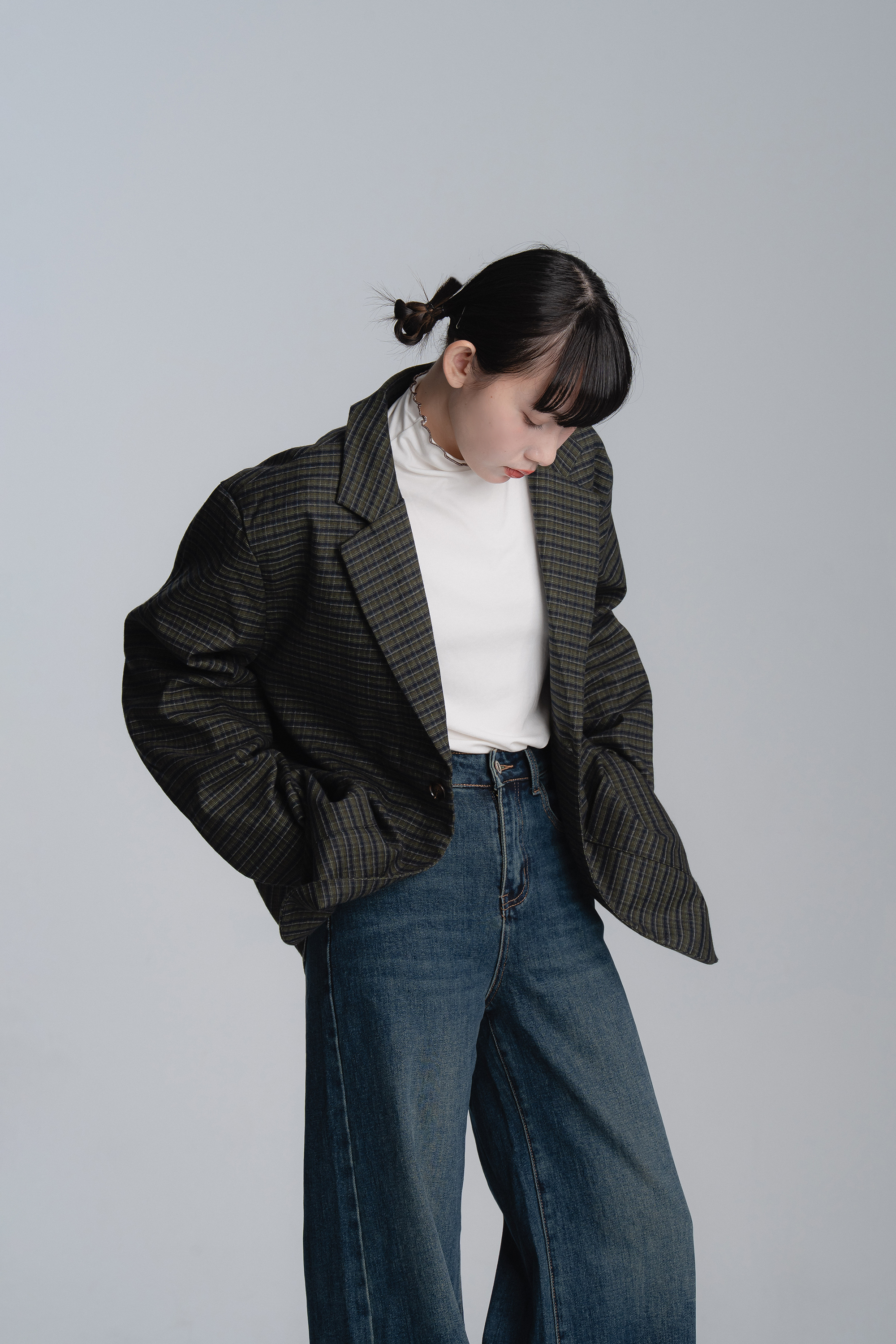 復古格紋西裝外套 2色