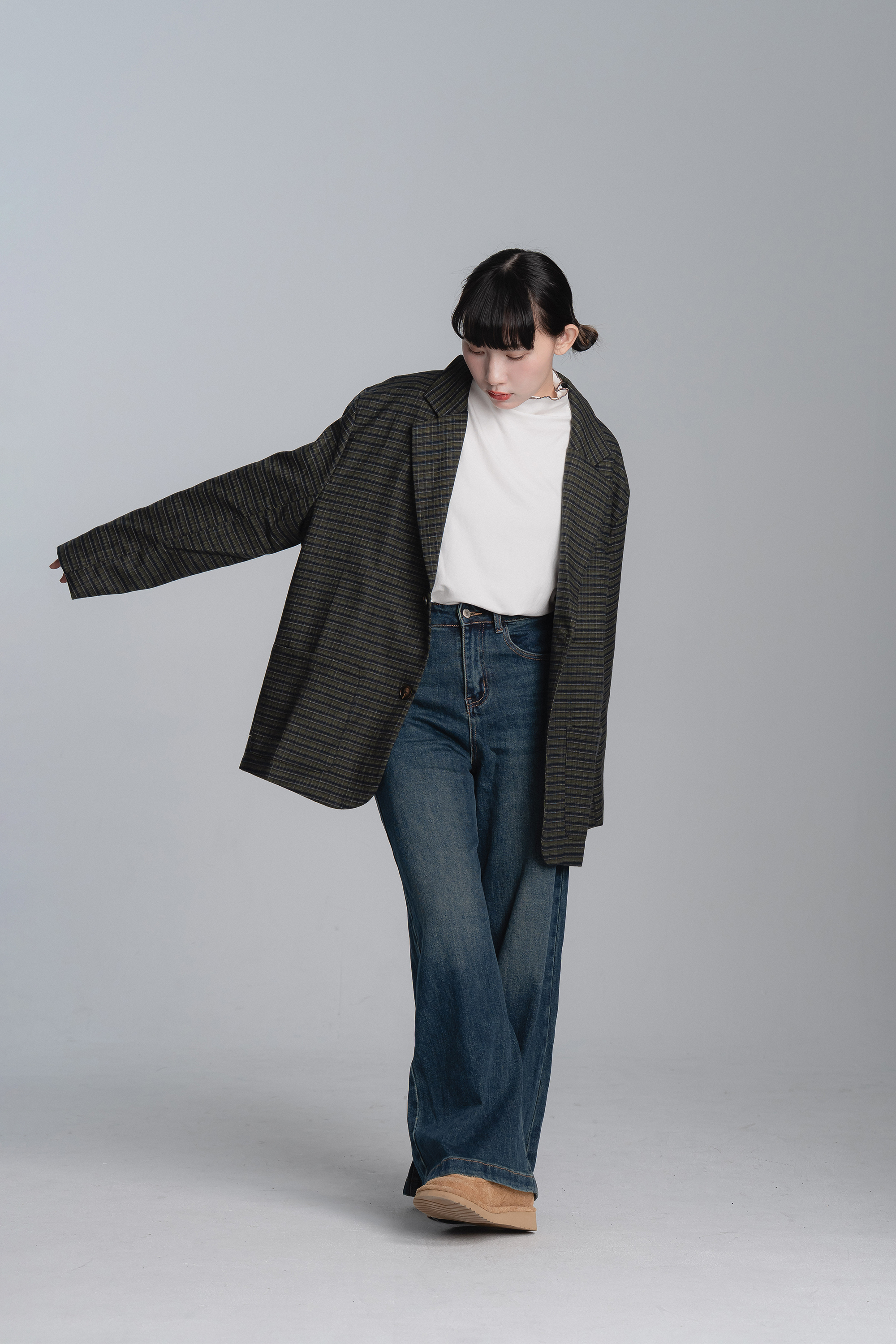 復古格紋西裝外套 2色