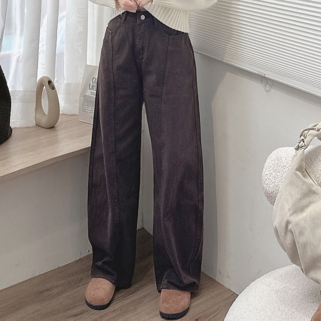 復古水洗牛仔彎刀褲/二色