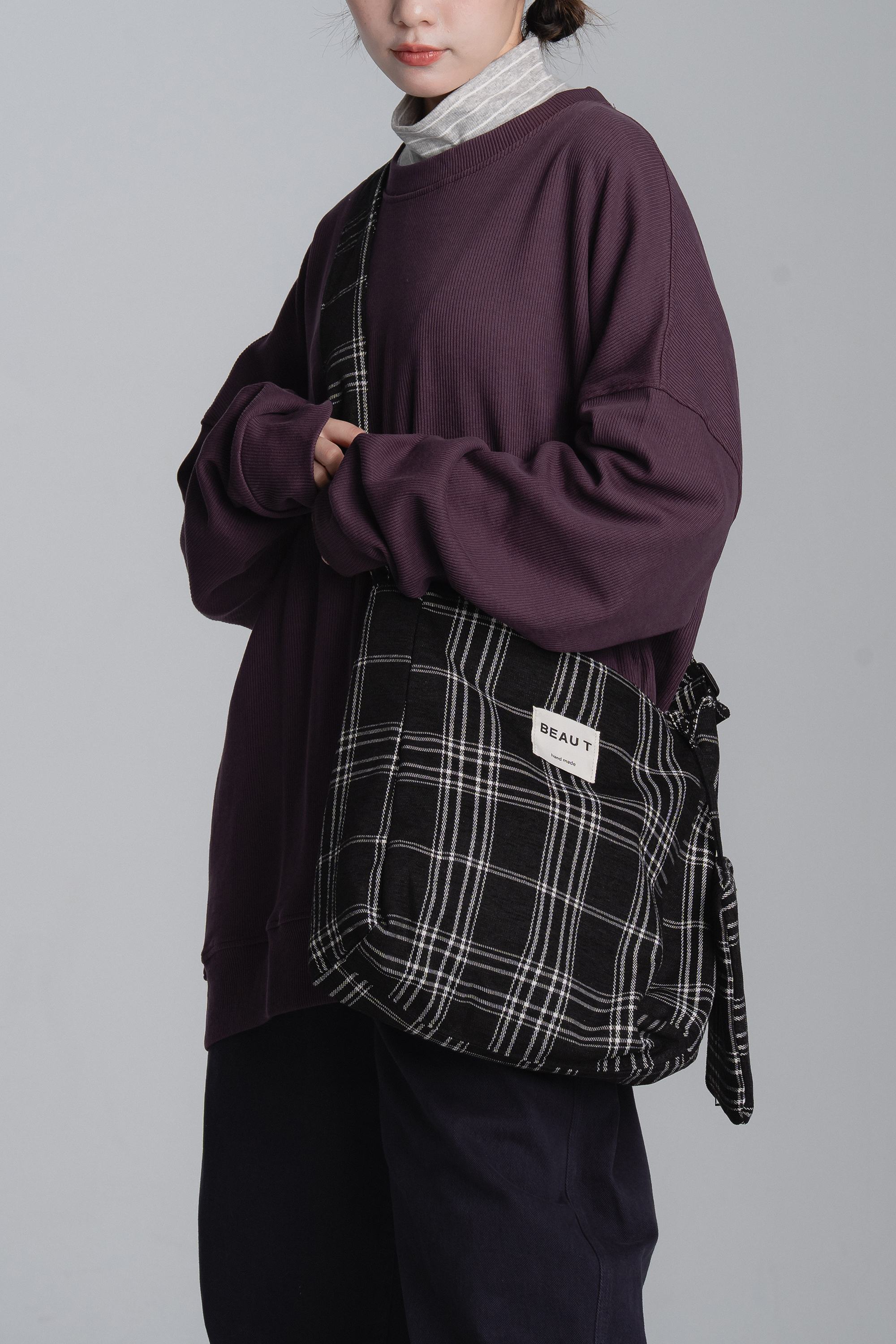 日常花格紋側背包 3色