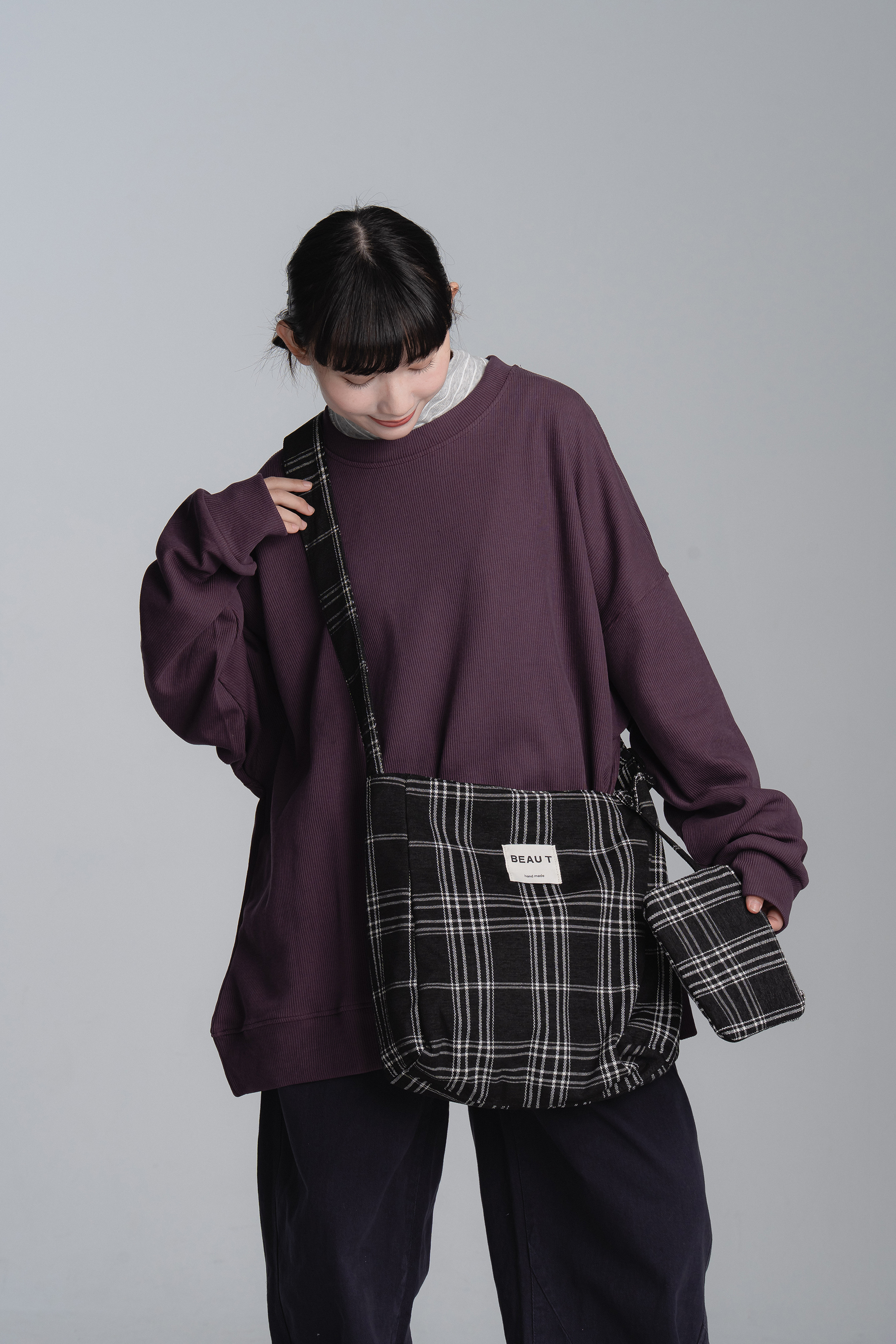 日常花格紋側背包 3色