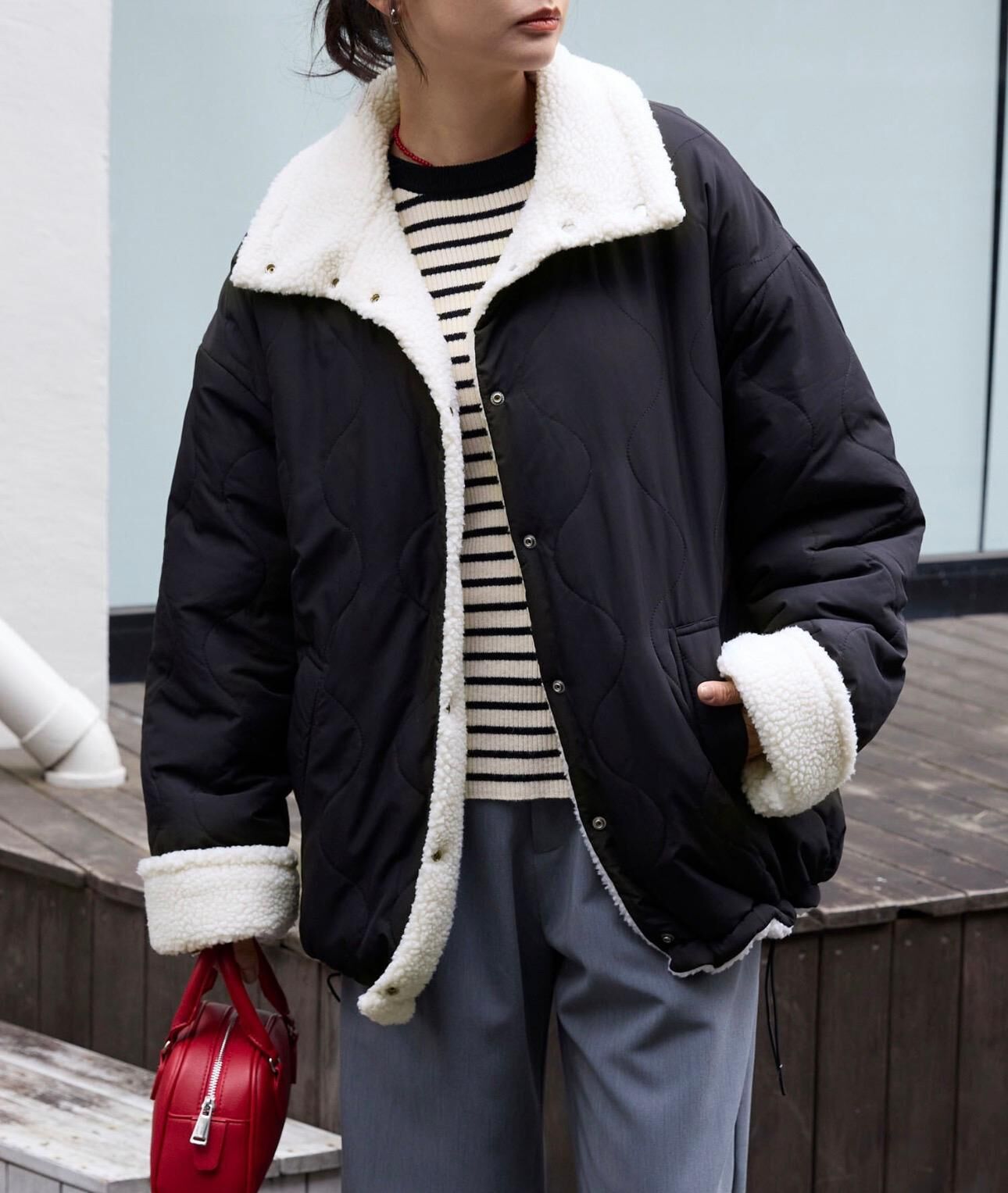 【預購】JN1128104 MONO-MART 雙面穿着羊羔外套