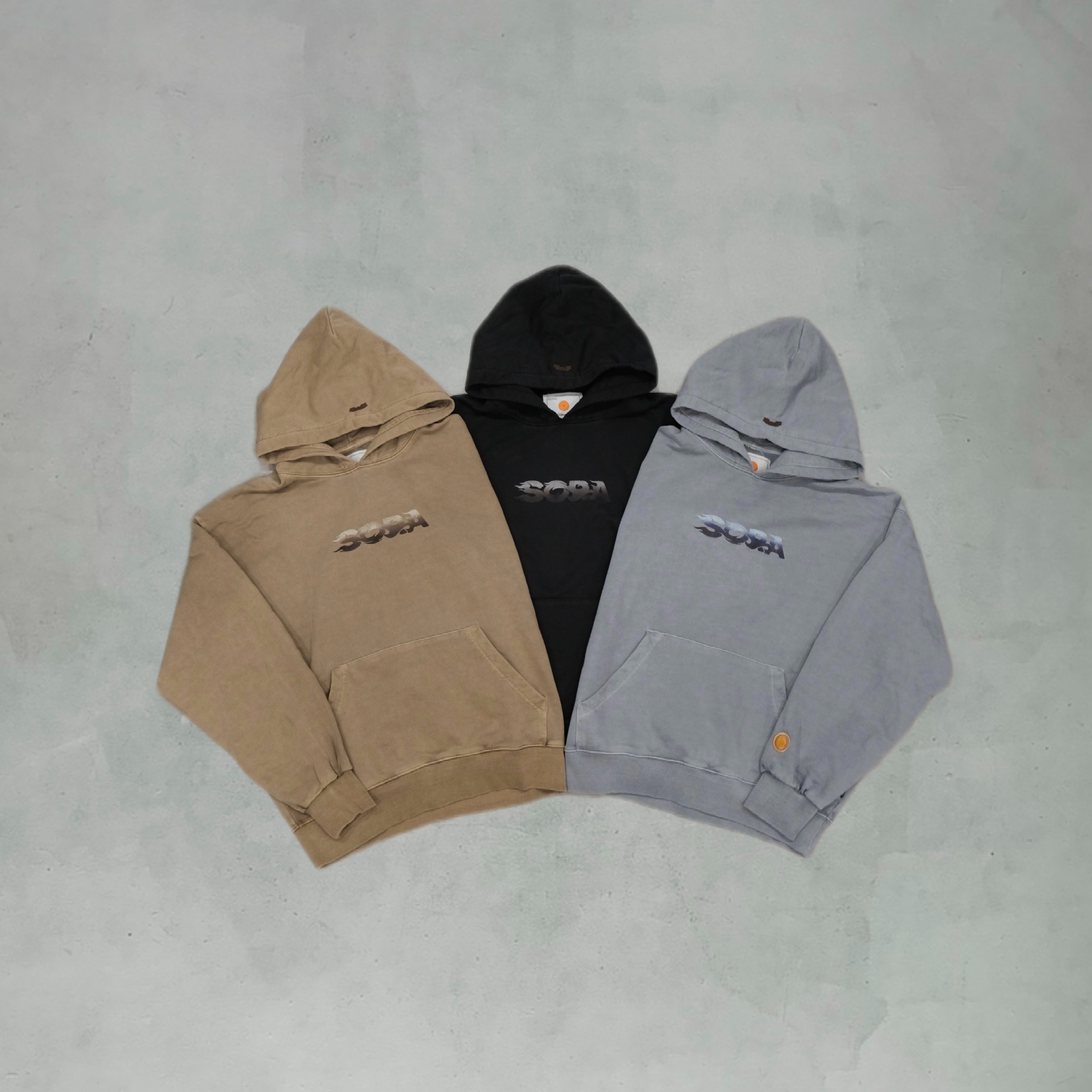 SORA｜25AW - Design Hoodie (Black/Light Blue/Camel)