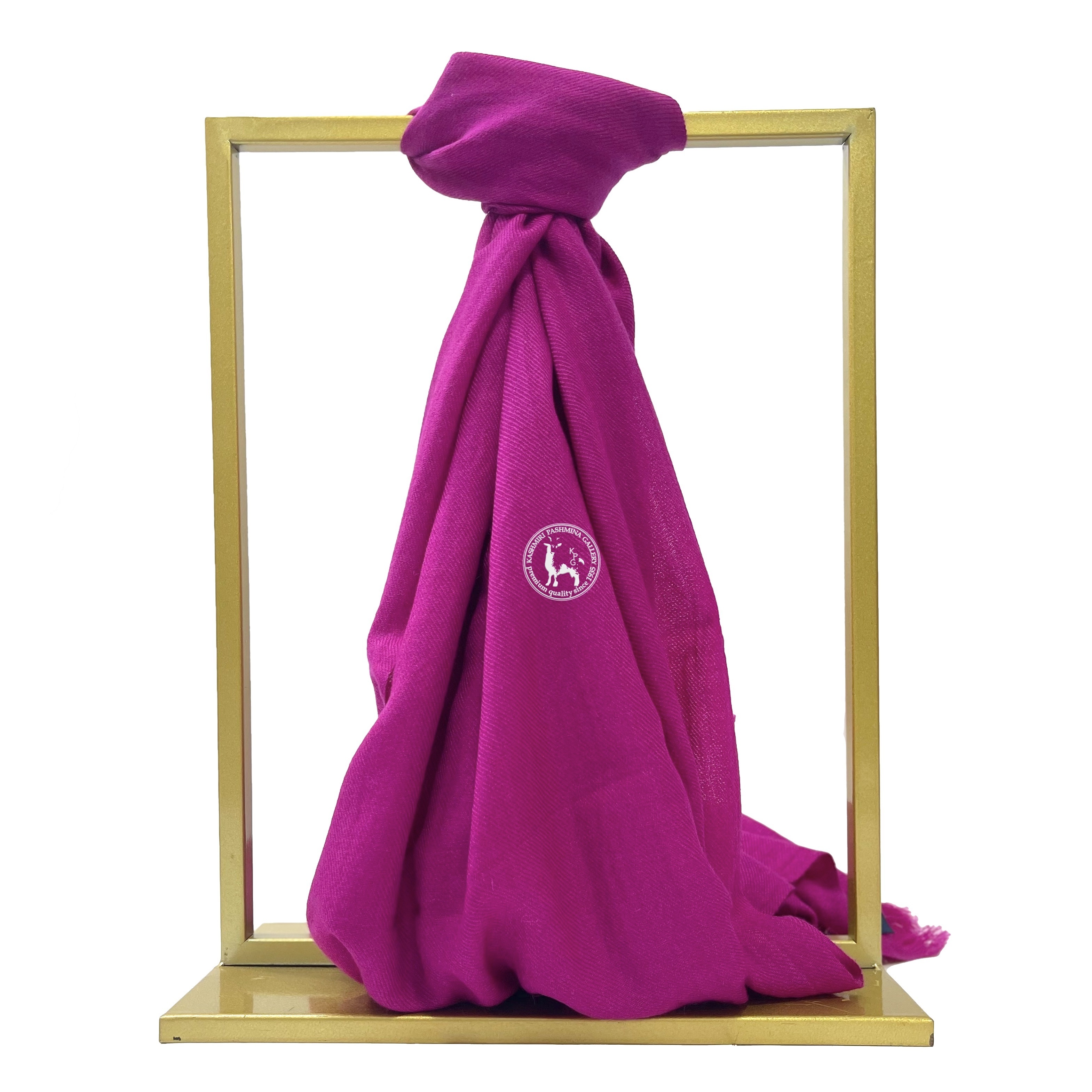 桃紅色喀什米爾四層手工編織羊絨圍巾