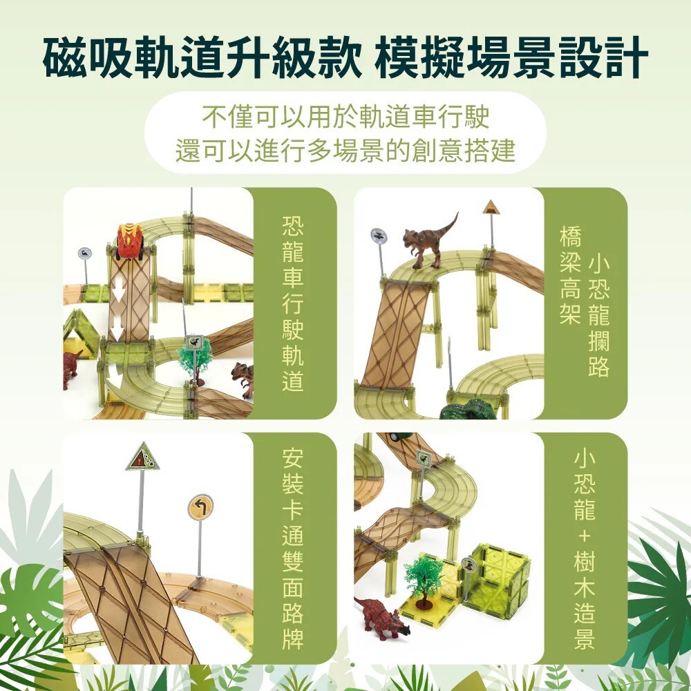 【樂森藥局】Teamson 恐龍軌道車磁力片豪華組 (含恐龍電動車 80psc)